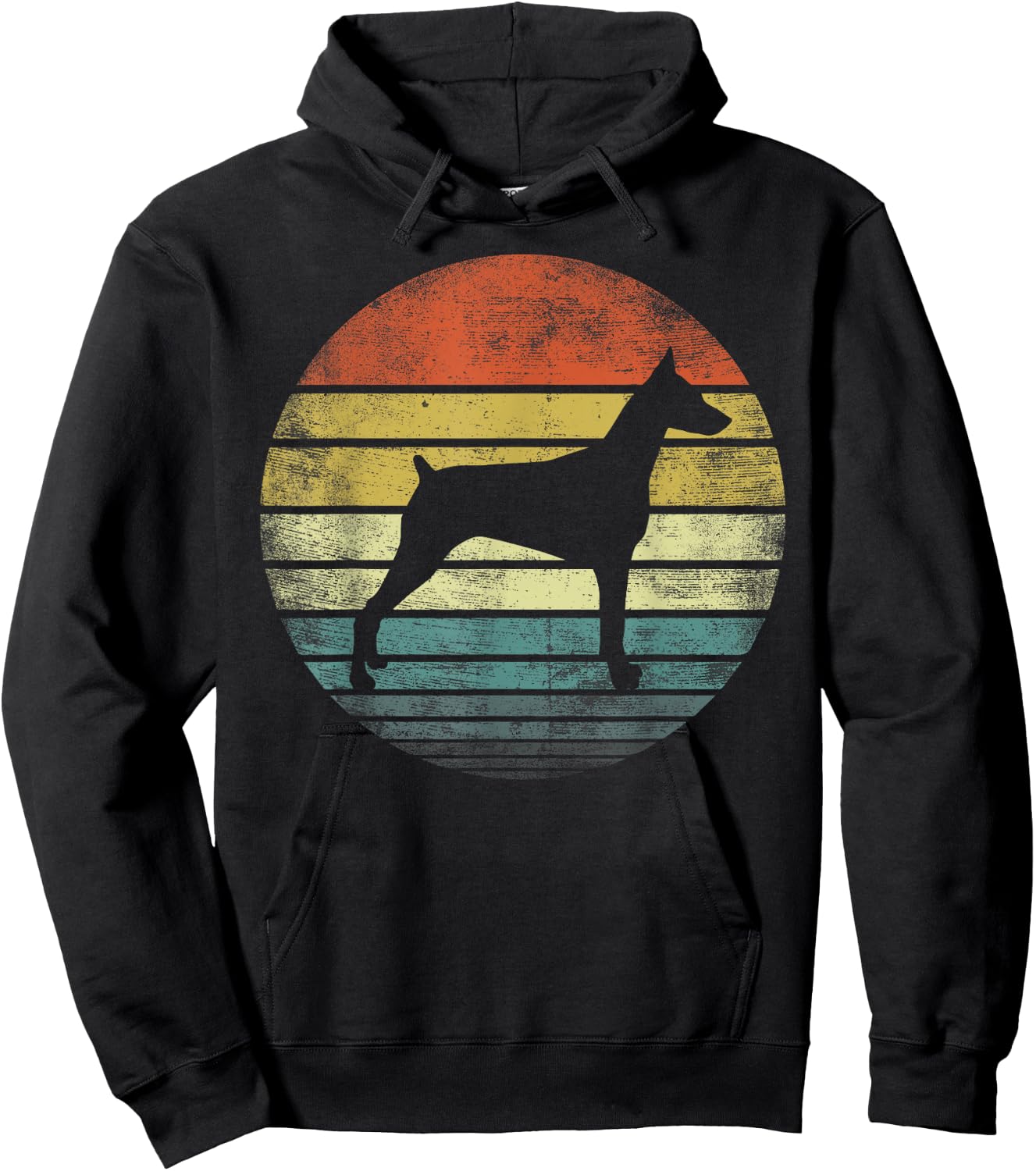 Doberman Lover Owner Gifts Retro Sunset Dog Silhouette Dad Hoodie - Hoodie | Black