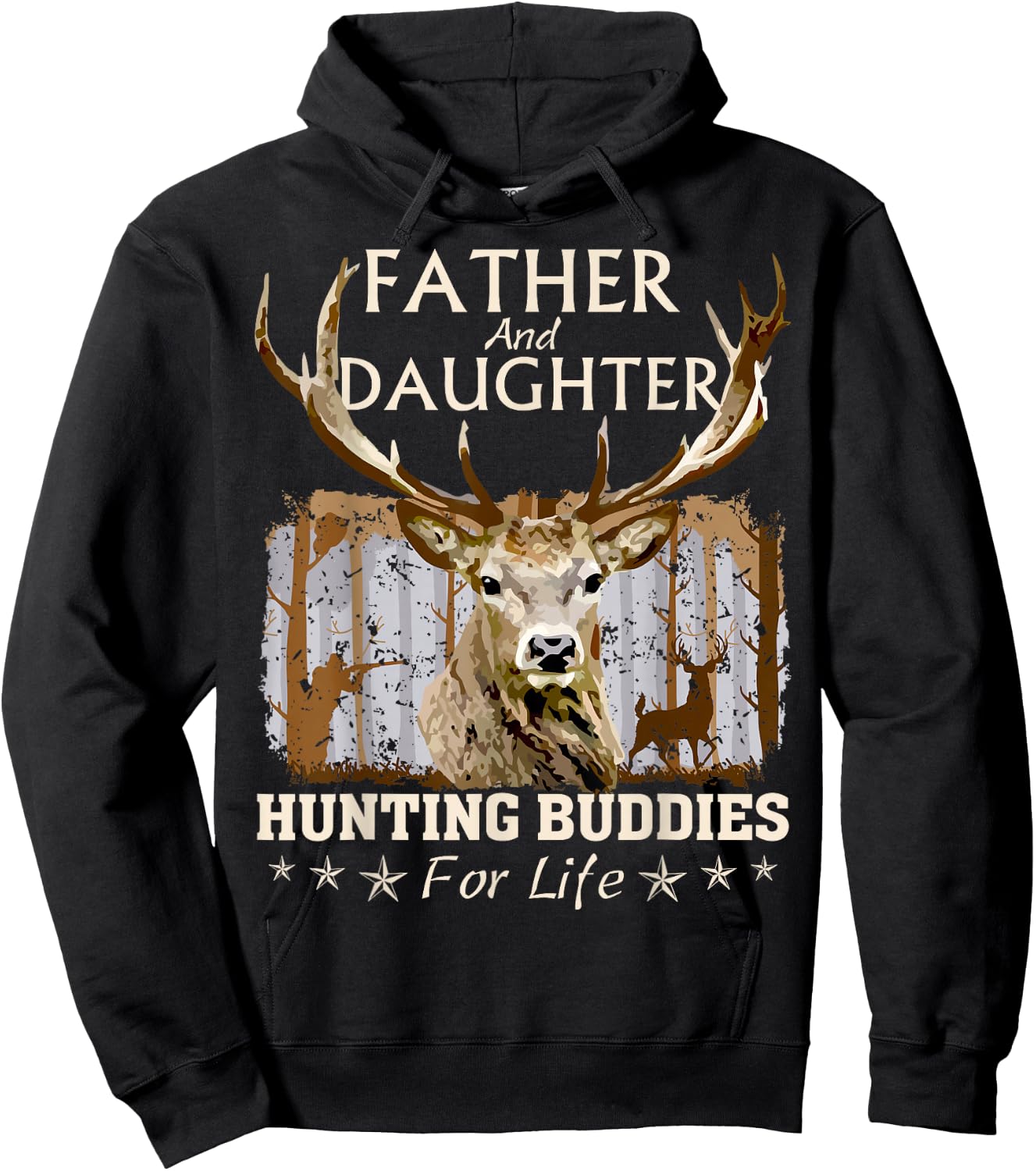 Father and Daughter Hunting Buddies for Life Fun Fathers Day Hoodie - Hoodie | Black
