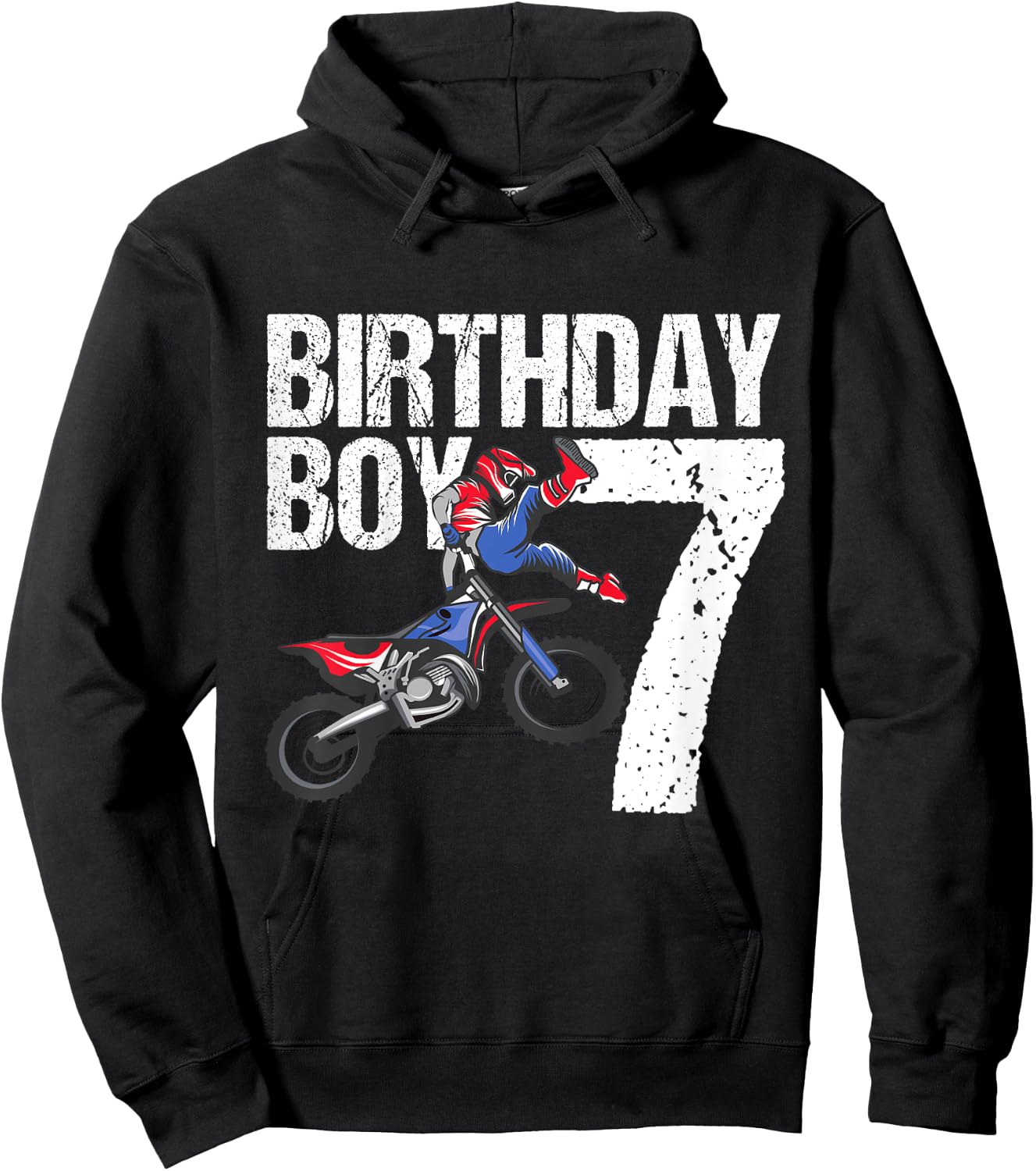 7 Year Old Dirt Bike Birthday Party Motocross MX 7th Gift Hoodie - Hoodie | Black