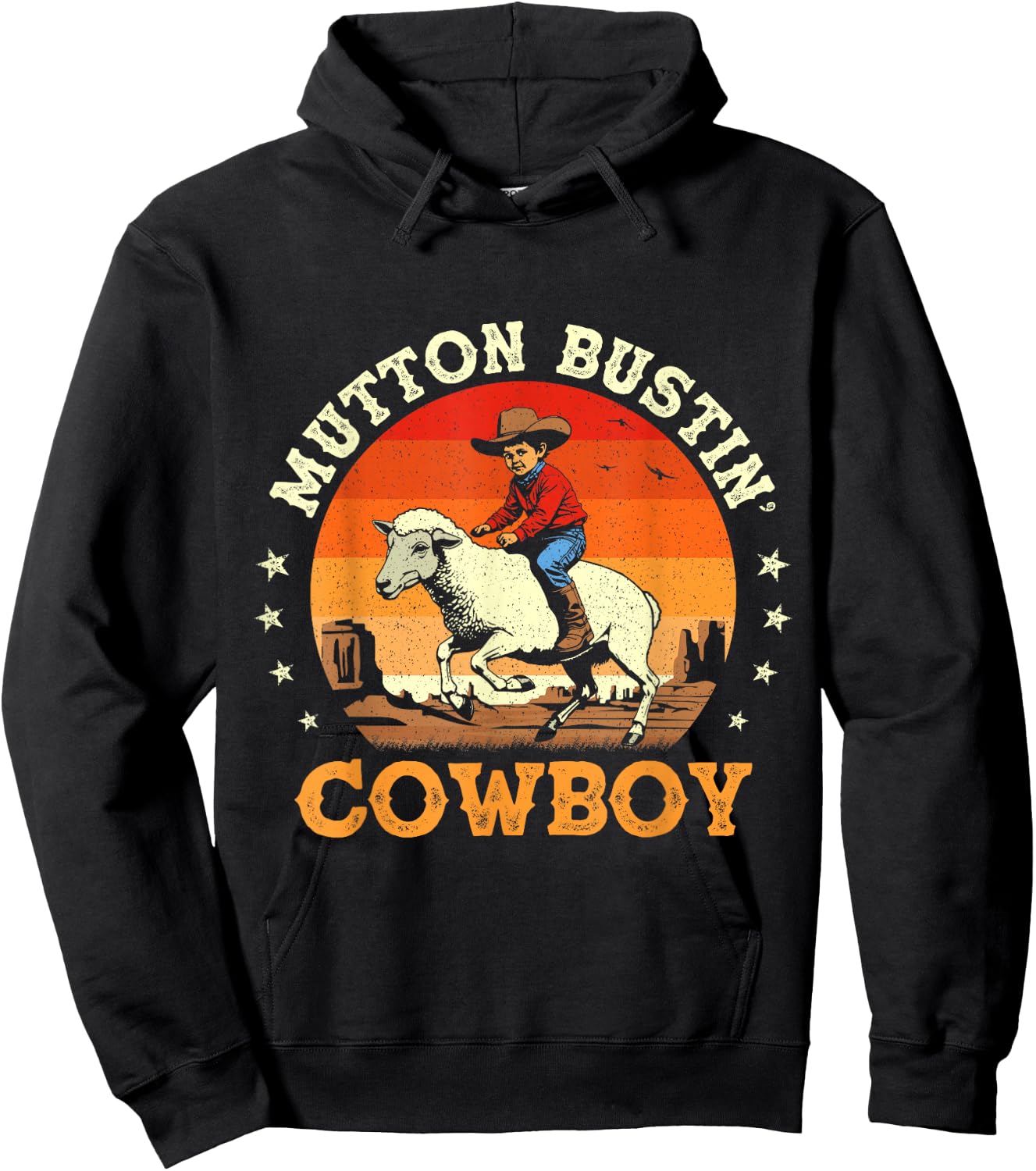 Mutton Busting Cowboy Sheep Riding Mutton Buster Youth Rodeo Hoodie - Hoodie | Black