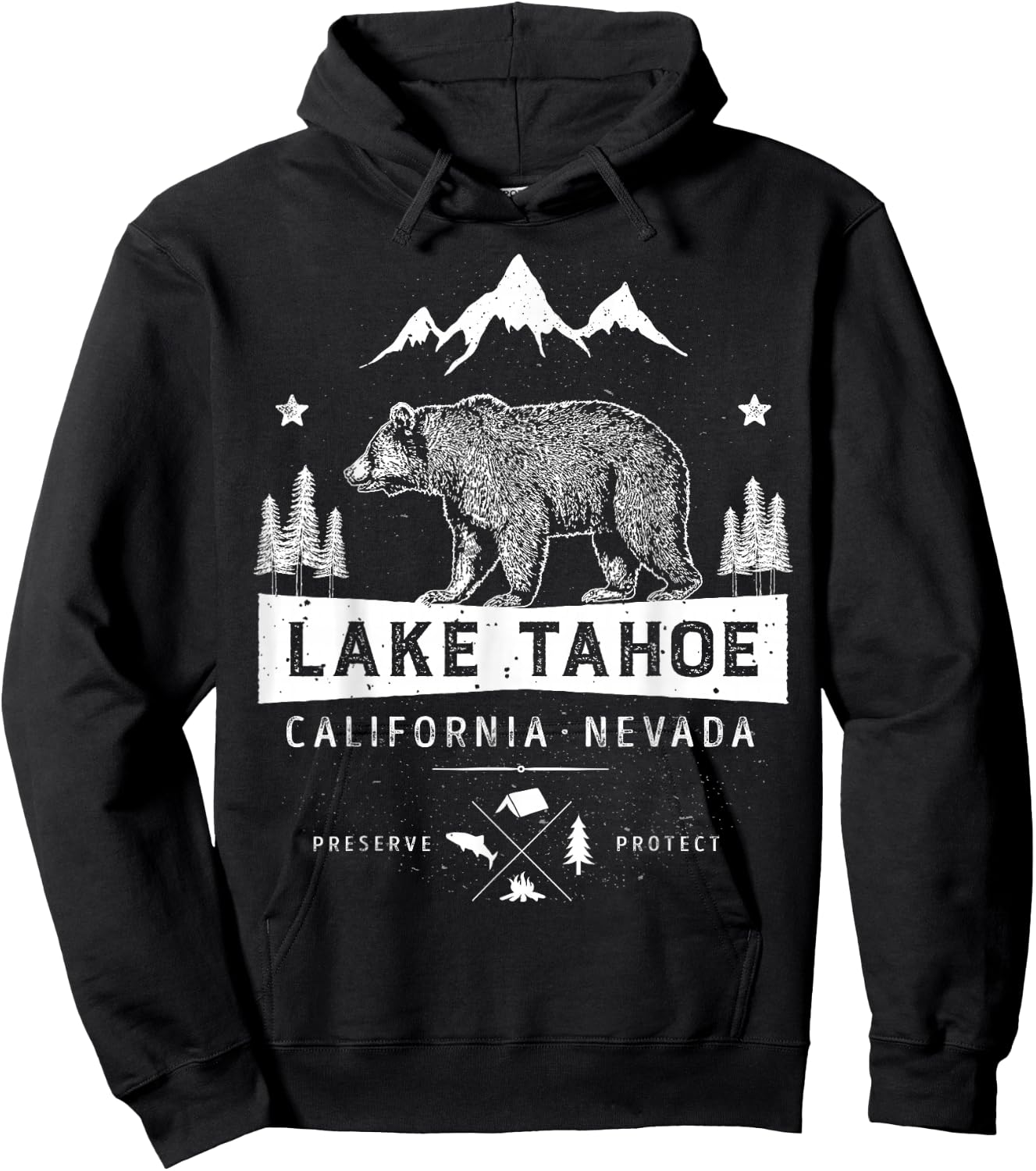 Lake Tahoe T Shirt California Nevada Vintage Bear Men Women Hoodie - Hoodie | Black