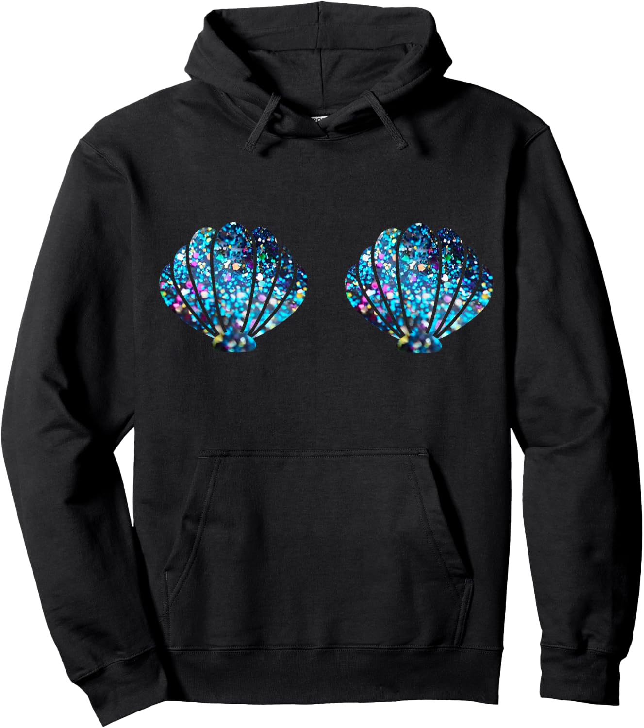 Mermaid Shell Shirt Mermaid Top Festival Birthday Party Hoodie - Hoodie | Black