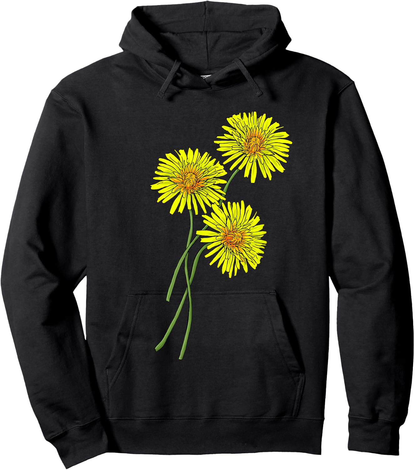 Dandelion & Thistle Bouquet Gift yellow Flowers Friends Hoodie - Hoodie | Black