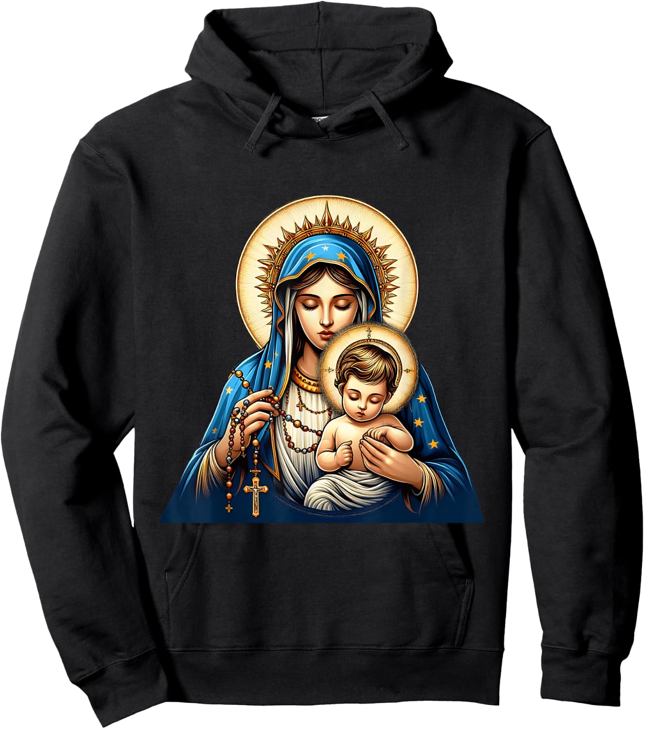 Holy Rosary Virgin Mary Baby Jesus Catholic Rosary Mysteries Hoodie - Hoodie | Black