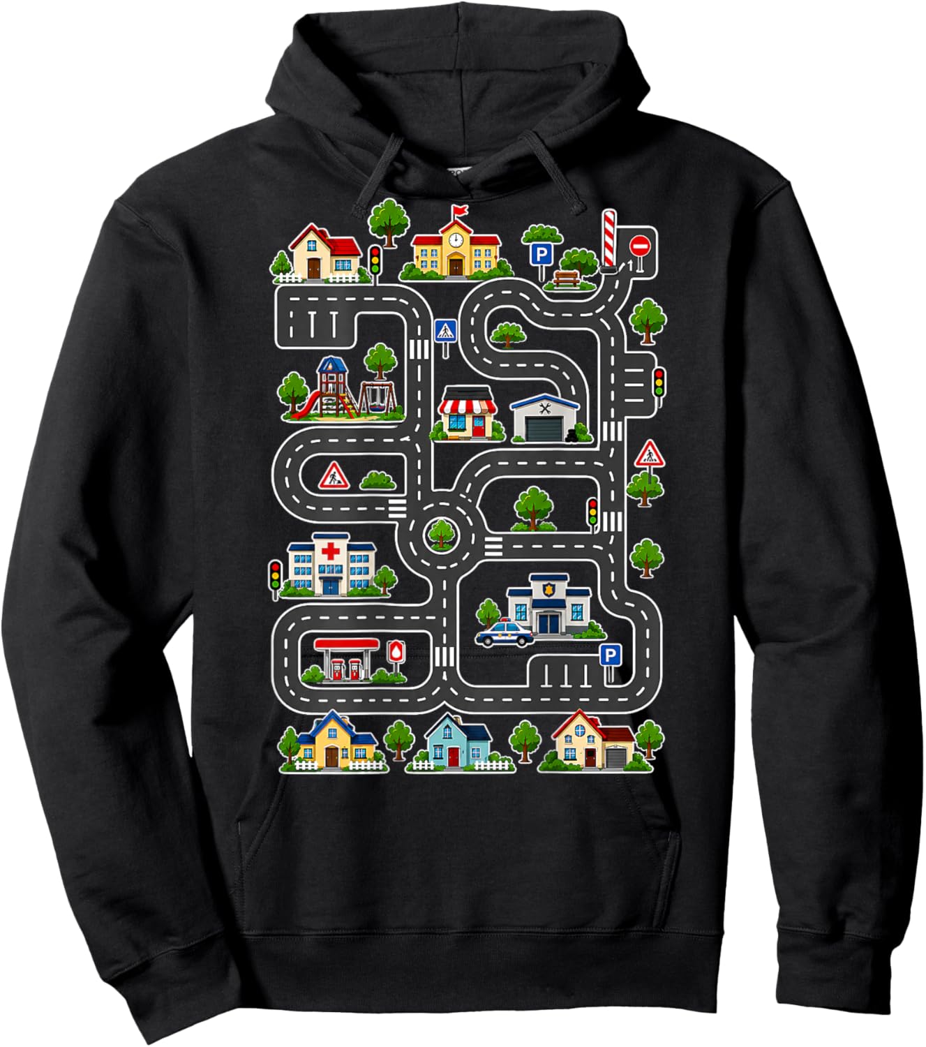 (On Back) Car Race Track On Dad Father's Day Tired Dads Club Hoodie - Hoodie | Black