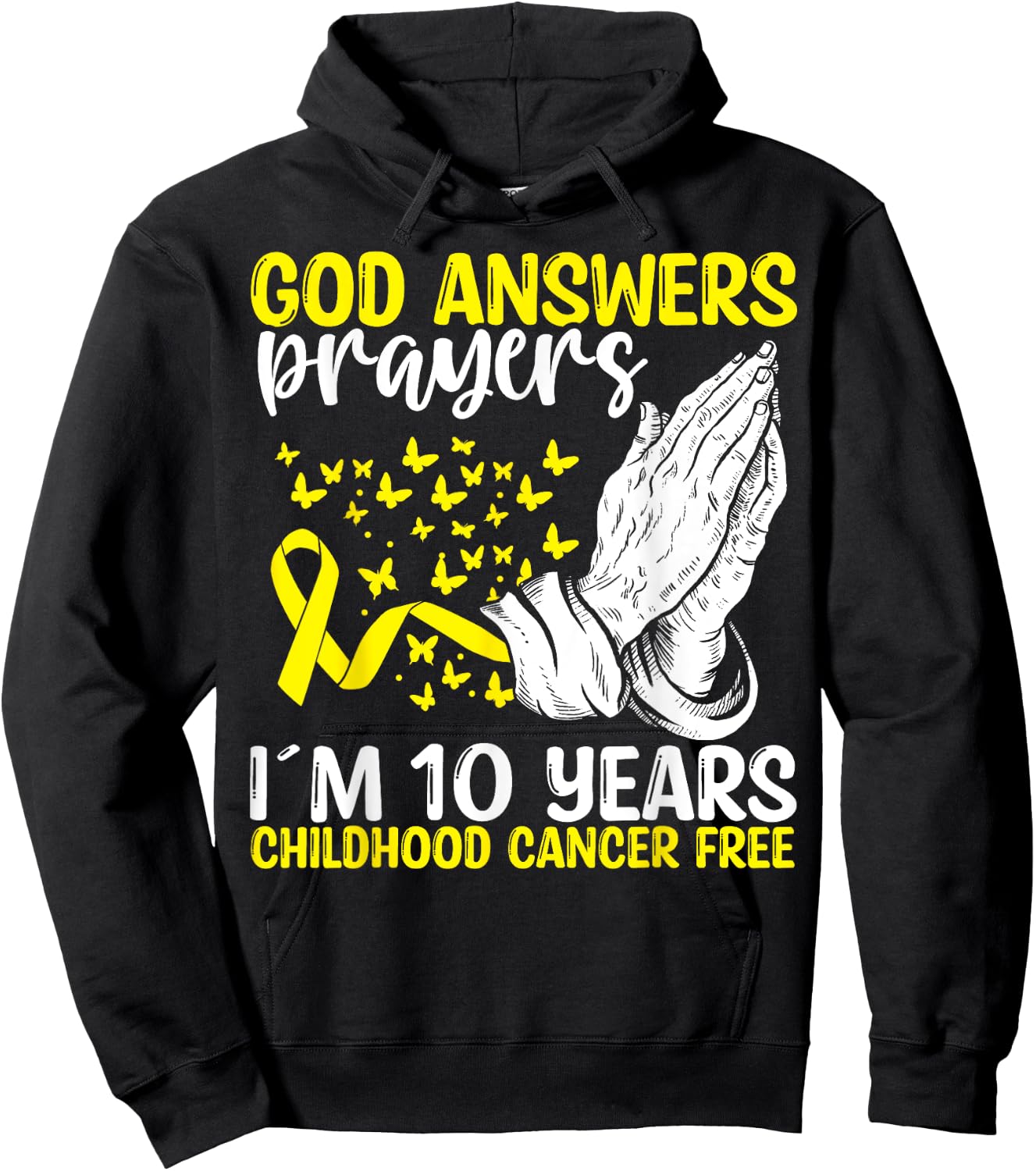 10 Years Childhood Cancer Free God Neuroblastoma Awareness Hoodie - Hoodie | Black