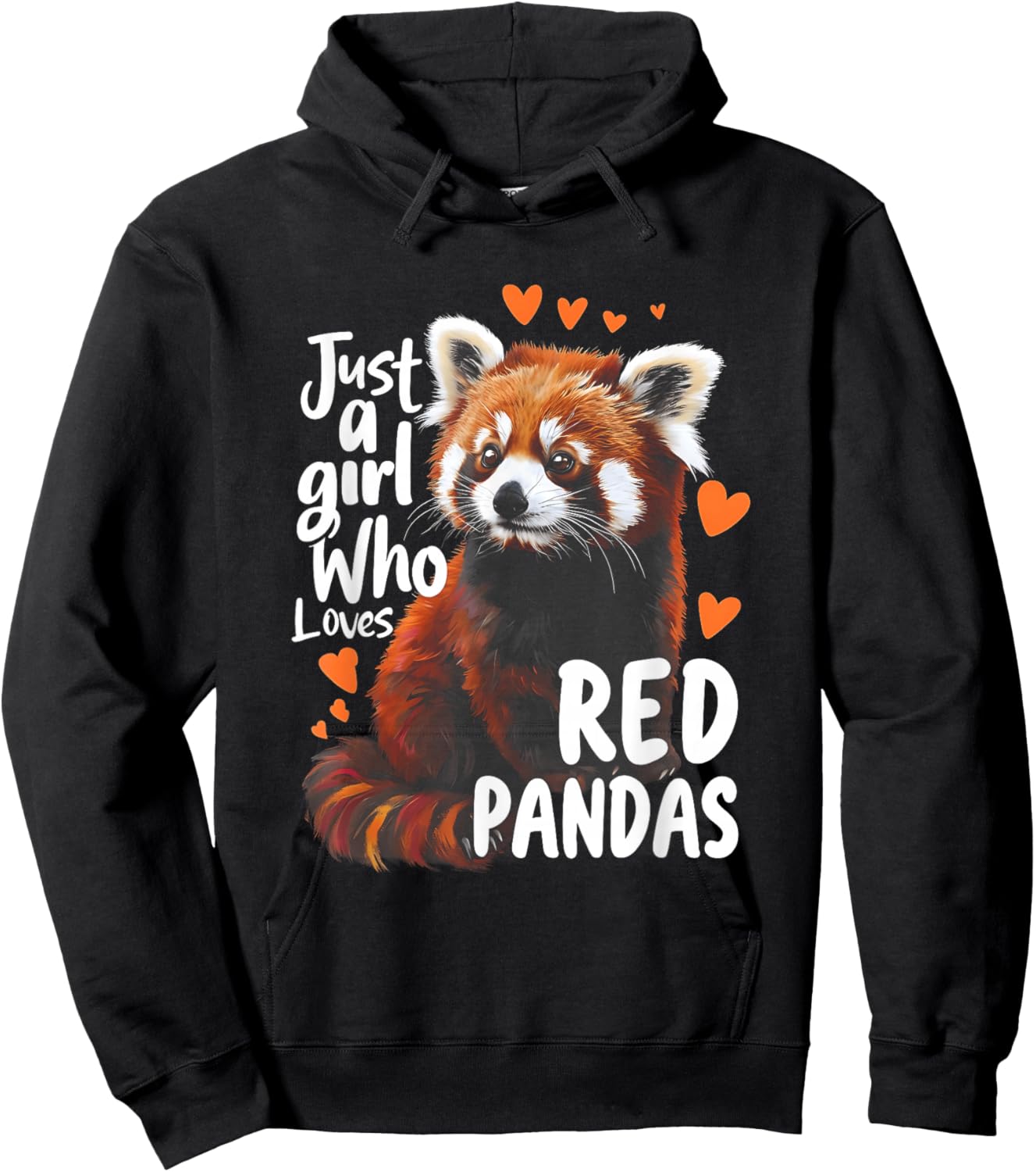 Animal Lover Just Girl Who Loves Red Pandas Kawaii Heart Hoodie - Hoodie | Black
