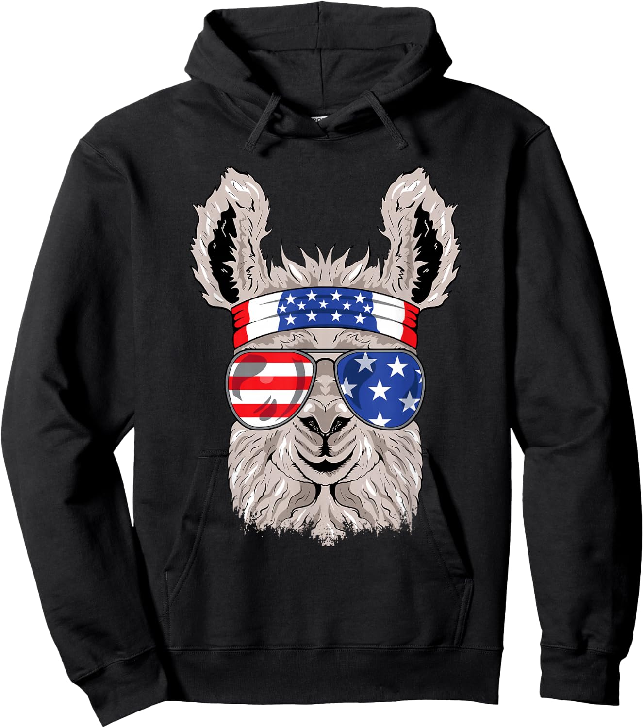 USA Patriotic Llama Shirt - July 4th - Alpaca Hoodie - Hoodie | Black