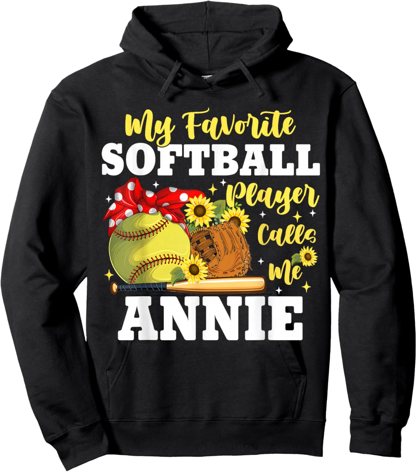 My Favorite Softball Player Calls Me Annie Sunflower Hoodie - Hoodie | Black