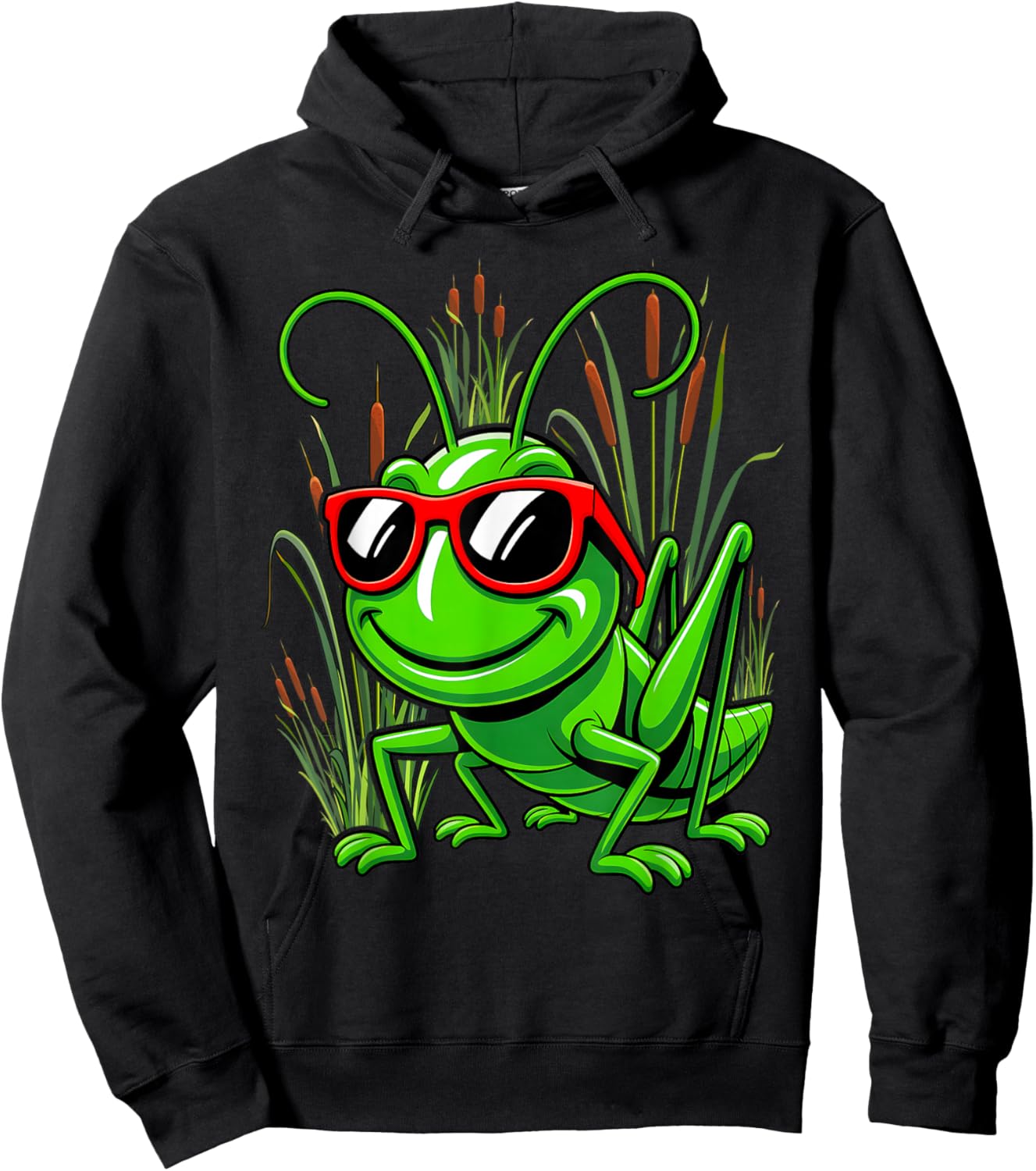 Grasshopper Wearing Eyeglasses Funny Insect for Kids Hoodie - Hoodie | Black