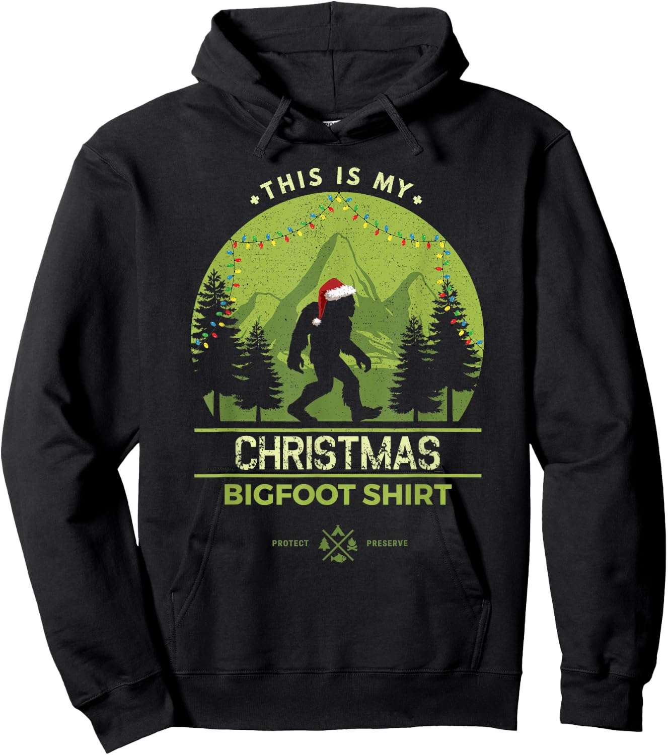 Merry Xmas Bigfoot Santa Squatch Christmas Yeti Hoodie - Hoodie | Black