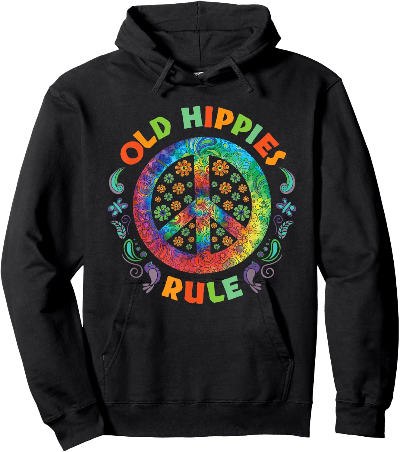 Old Hippies Rule Hippie Vintage Retro Costume Hippy Gift Small Hoodie - Hoodie | Black
