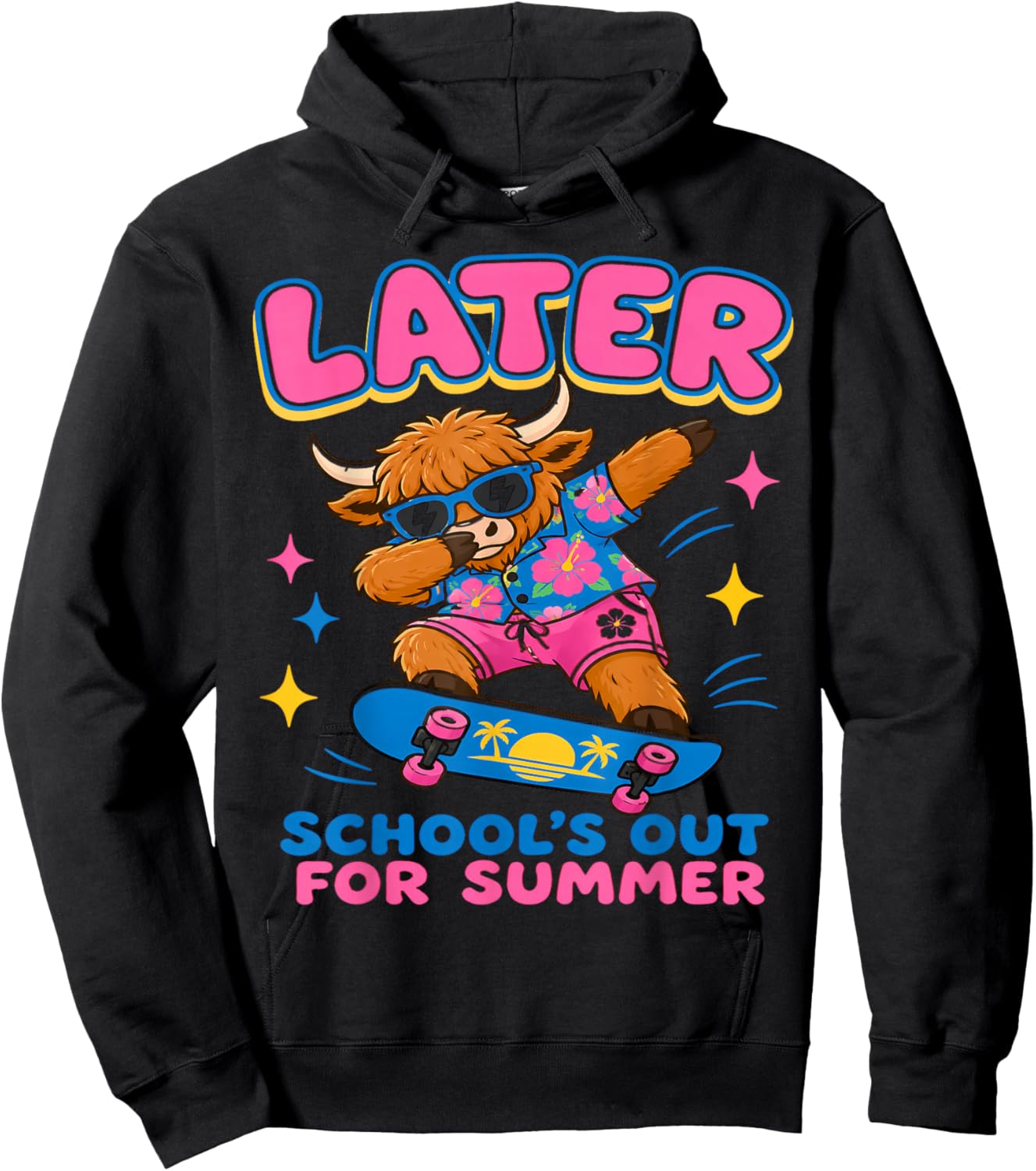 Highland Cow School's Out for Summer Teacher Students Hoodie - Hoodie | Black