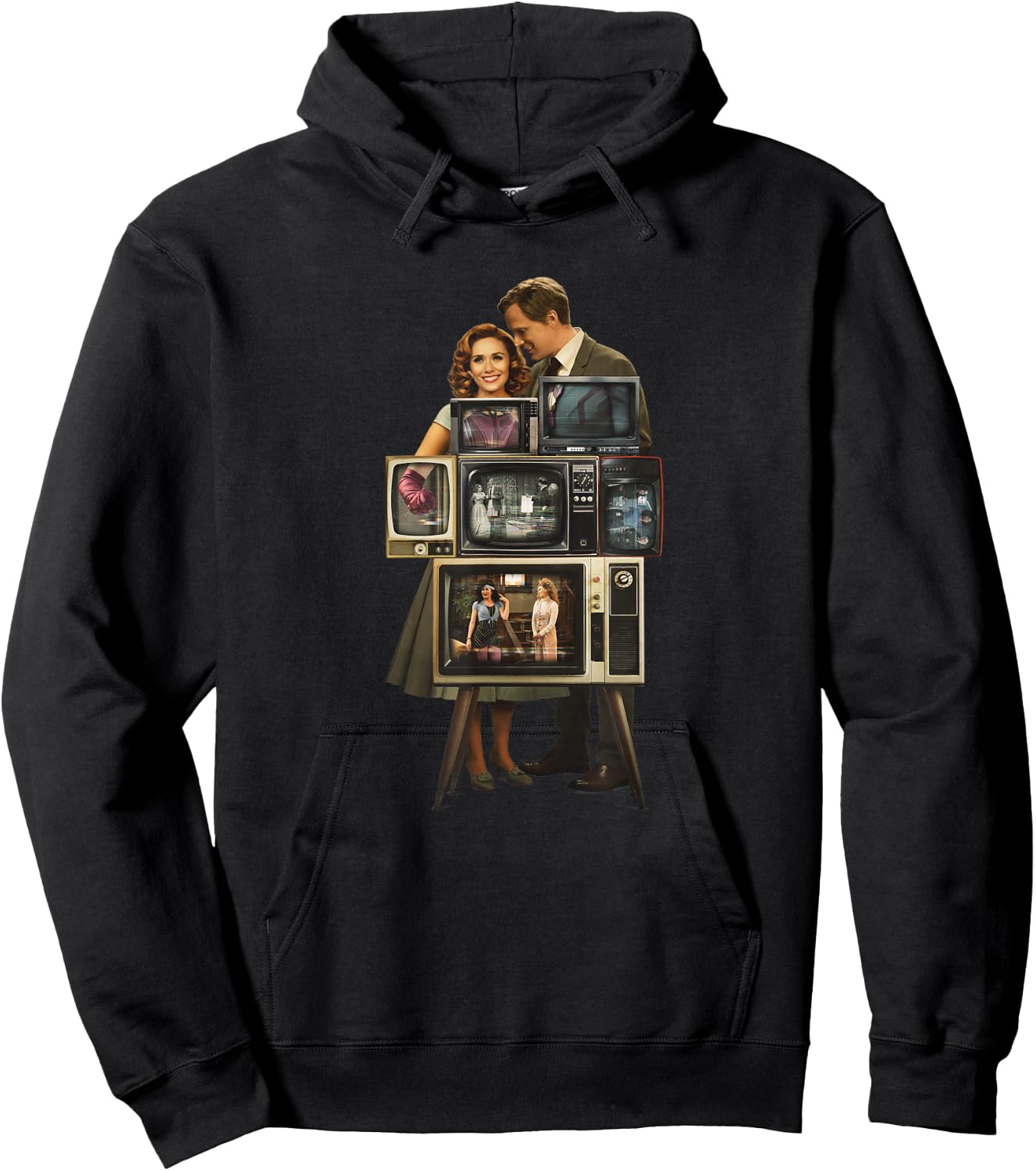 Marvel WandaVision Wanda & Vision Behind the TV Screens Hoodie - Hoodie | Black