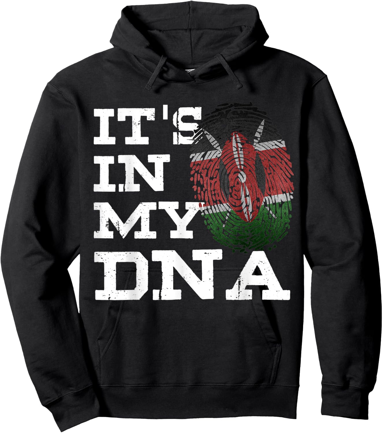 It's In My DNA Kenya Flag Kenyan Fingerprint Gifts Hoodie - Hoodie | Black