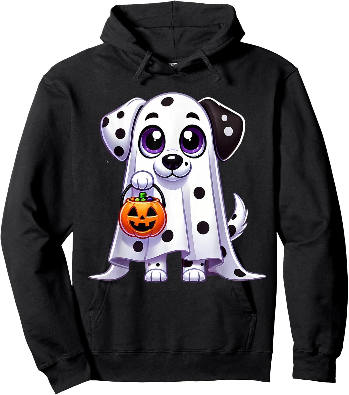 Dalmatian Ghost Halloween Dog Men Women Kids Hoodie - Hoodie | Black