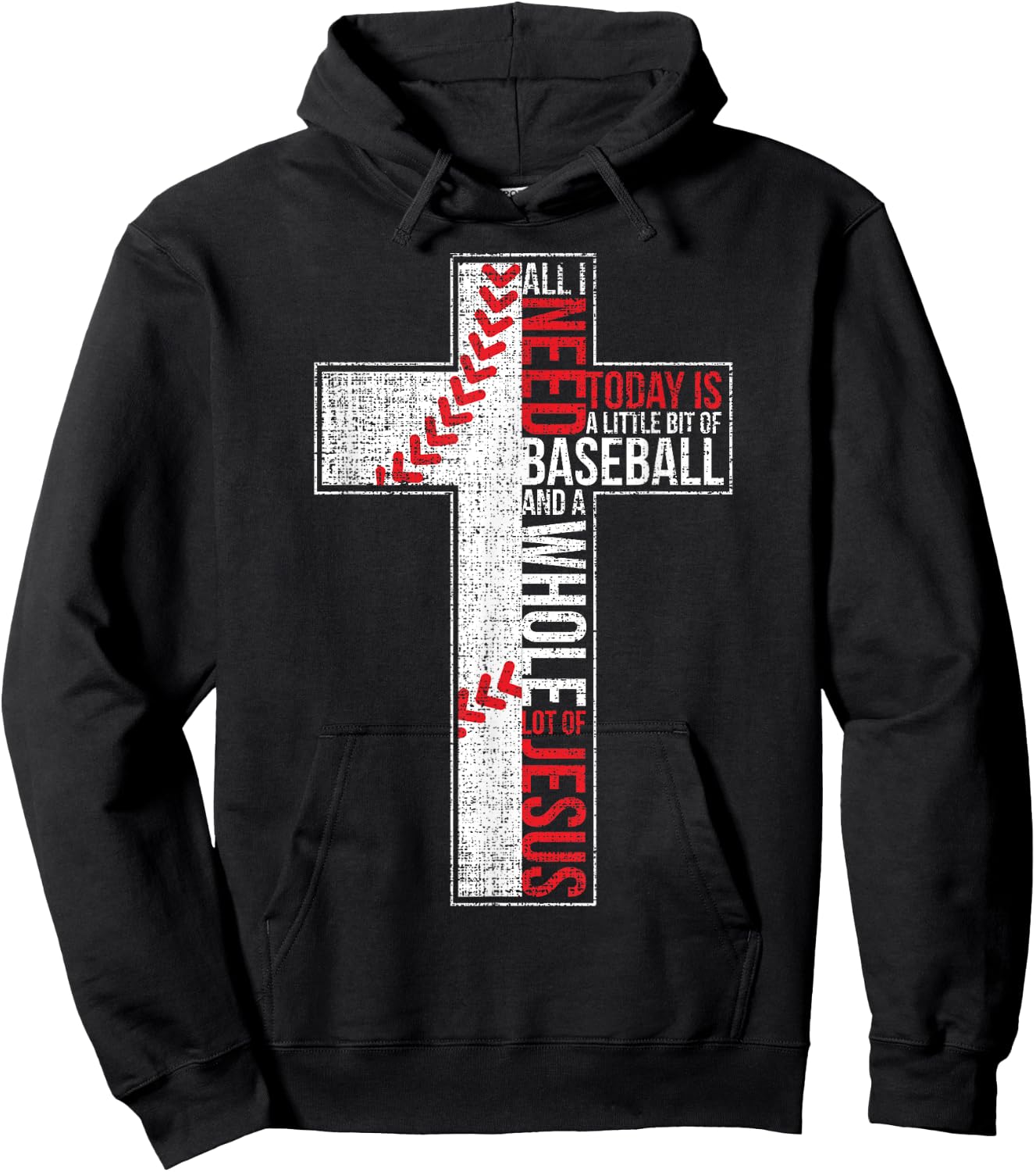 All I Need Is Baseball & Jesus Christian Cross Faith In God Hoodie - Hoodie | Black