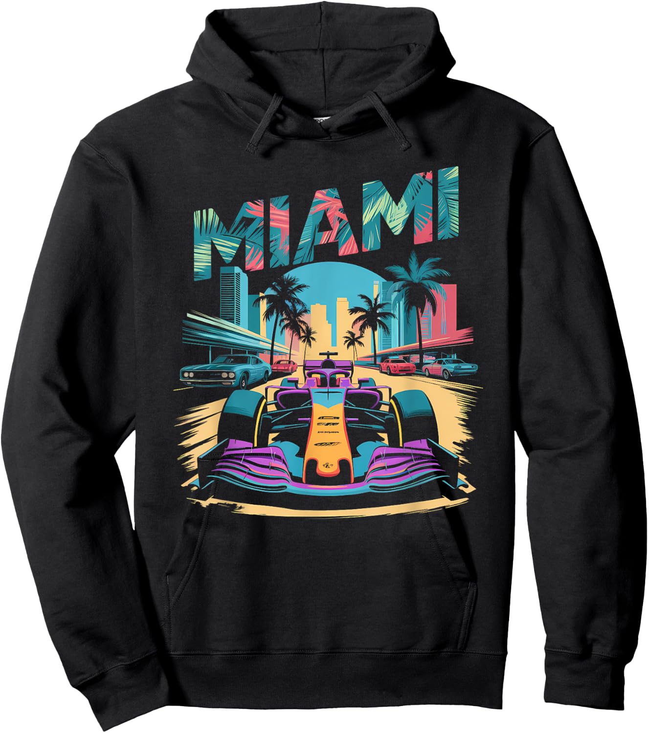 Miami Racing Gifts Men Women Race Car Racer Driver Hoodie - Hoodie | Black