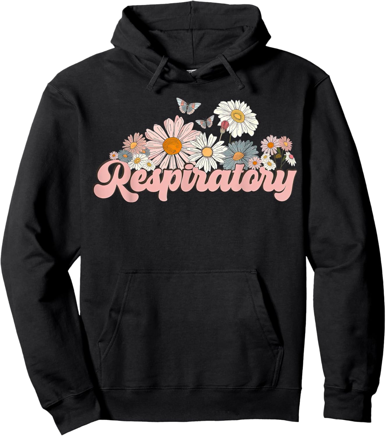 Retro Flower Butterfly Respiratory Therapy RT Therapist Hoodie - Hoodie | Black