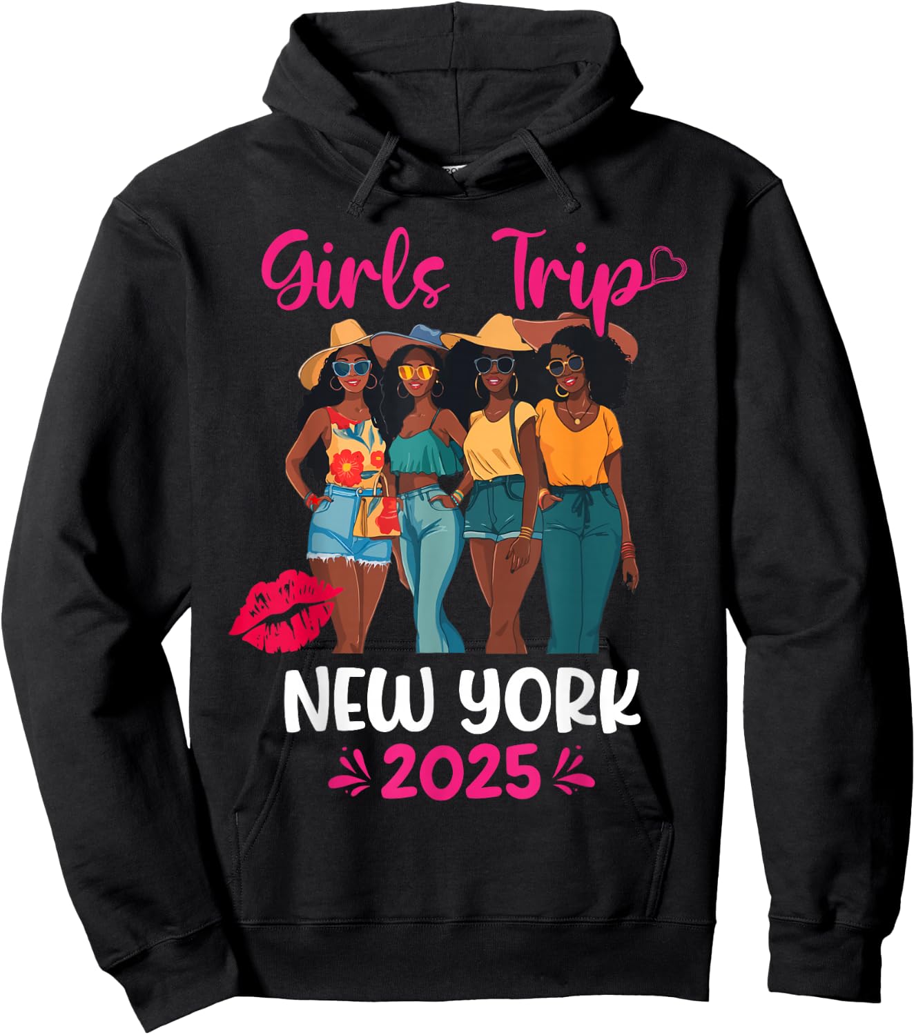Black Girls Trip New York 2025 Vacation Matching Hoodie - Hoodie | Black