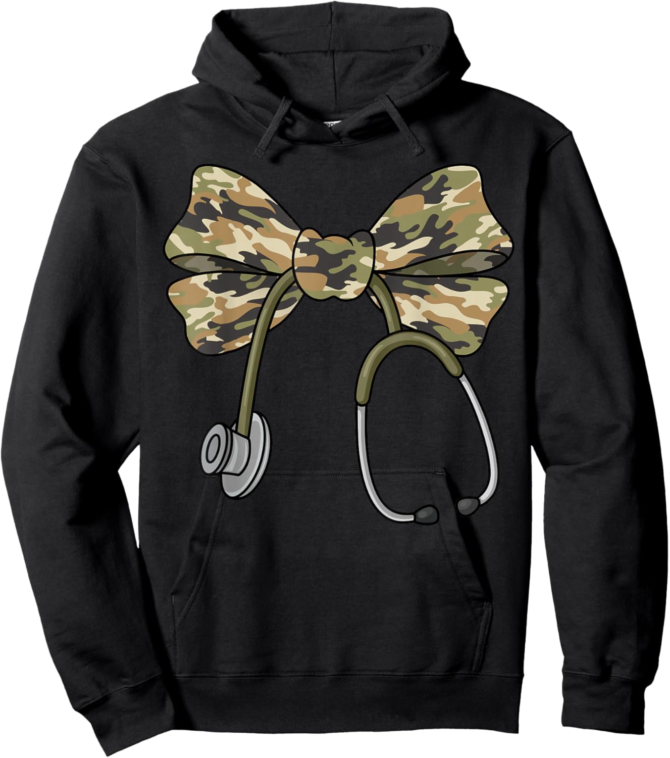 Coquette VA Nurse Bow Camouflage Bow Camo Nurse Hoodie - Hoodie | Black