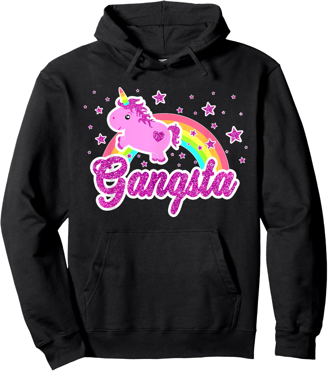 Funny Ironic Cool Unicorn Gangsta Music Festival Shirt Hoodie - Hoodie | Black