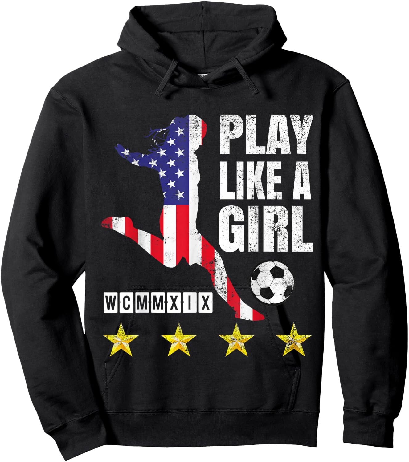 Play Like a Girl Soccer USA United States Women's Hoodie - Hoodie | Black