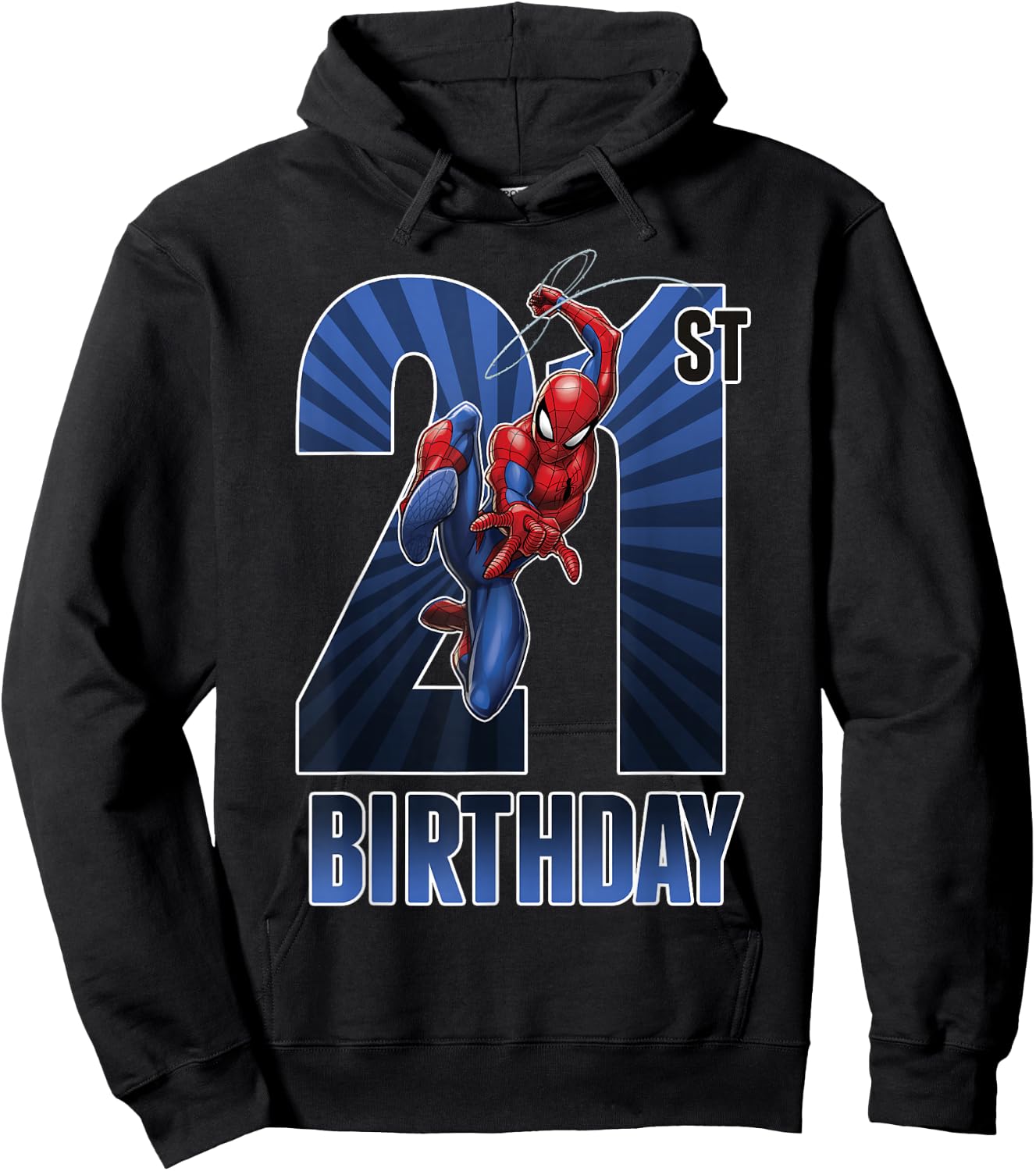 Marvel Spider-Man Swinging 21st Birthday Graphic Hoodie - Hoodie | Black