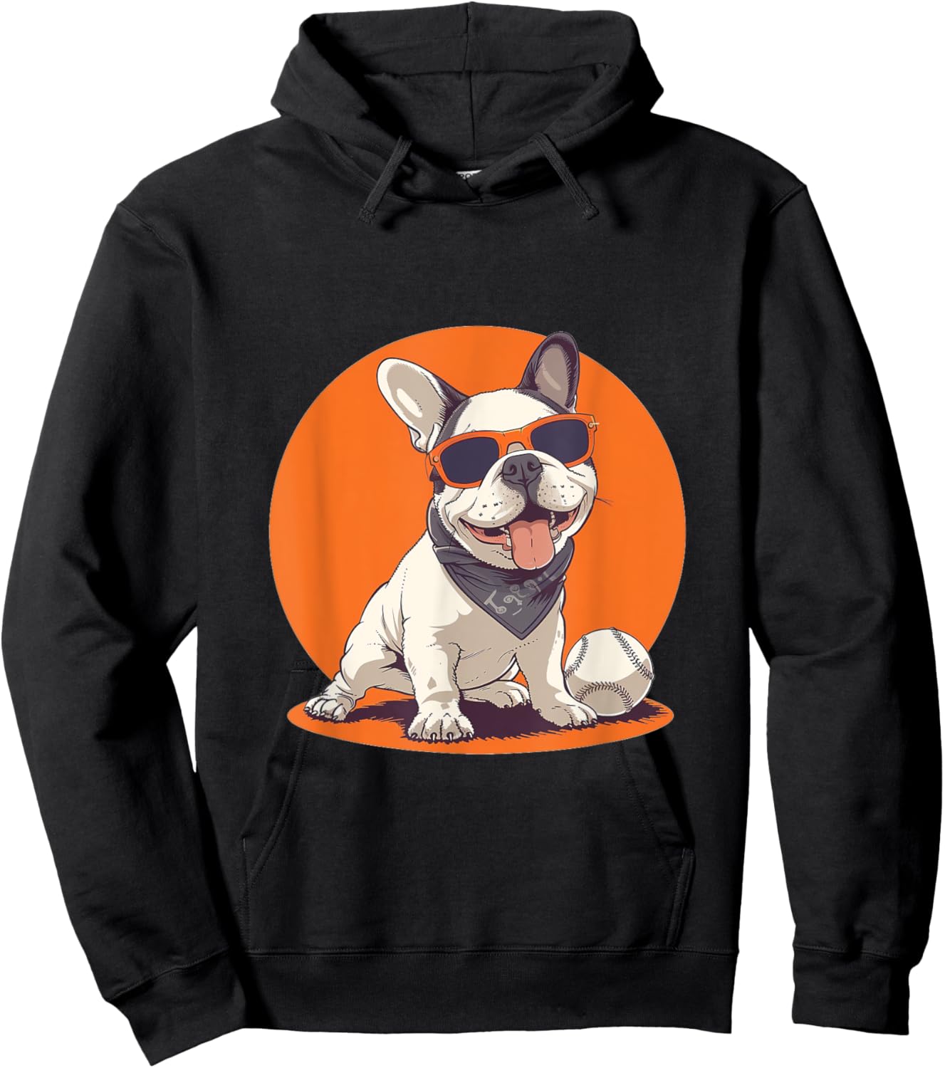 Cute French Bulldog Baseball Sports Dog Sunglasses Frenchie Women Kids Hoodie - Hoodie | Black