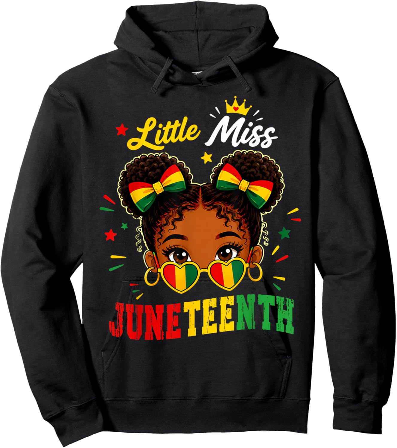 Miss Juneteenth Shirts Girls African American Afro Girl Hoodie - Hoodie | Black