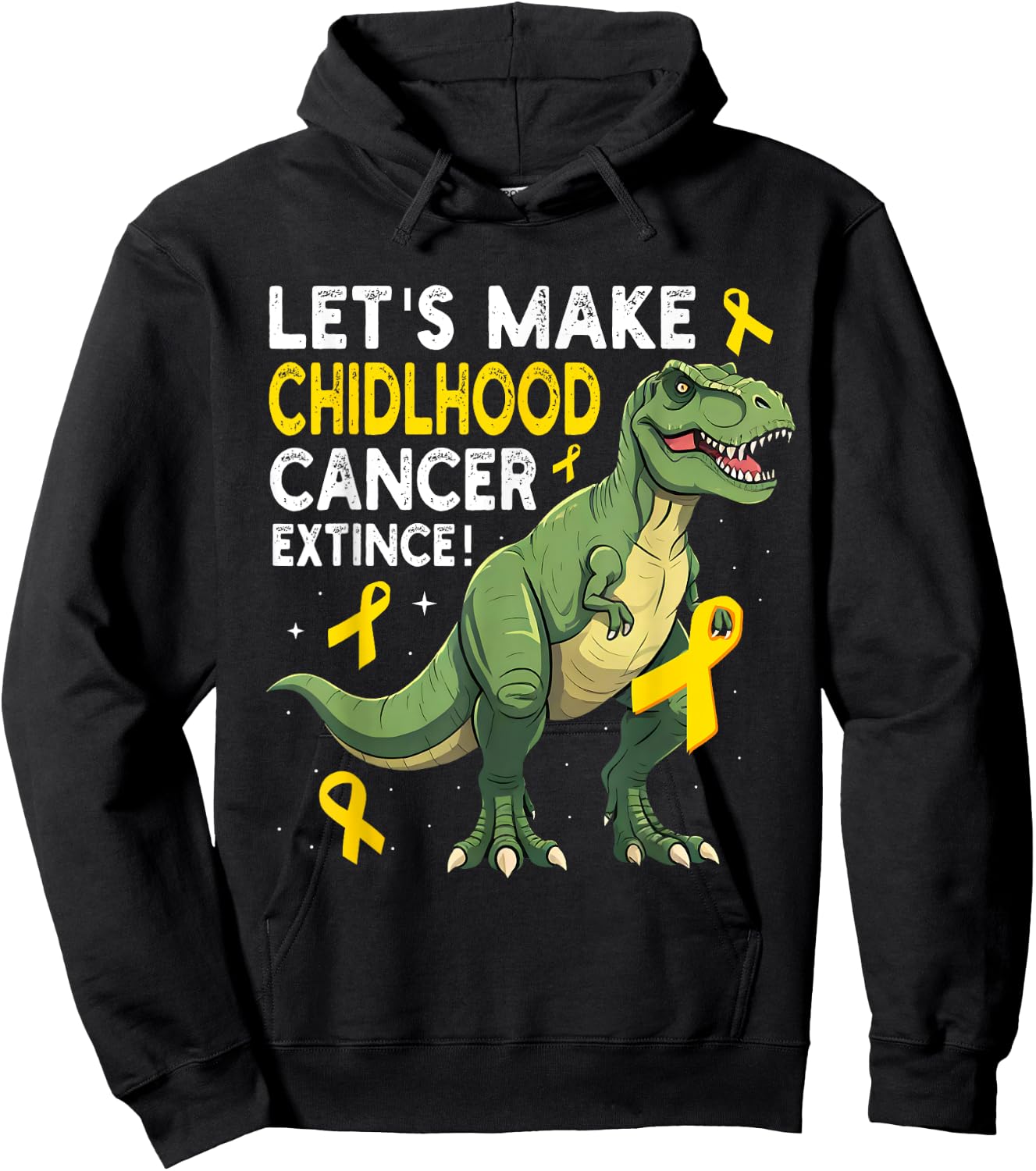 Childhood Cancer Extinct Dinosaur Childhood Cancer Awareness Hoodie - Hoodie | Black