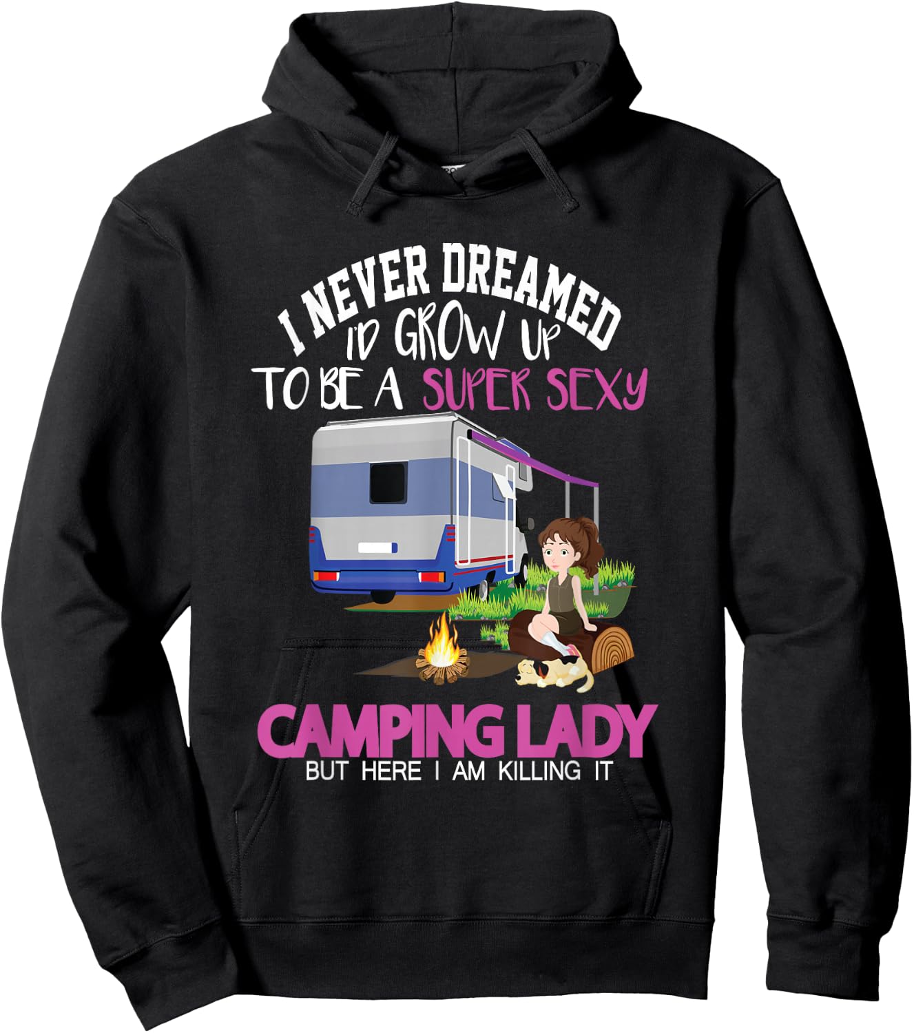 Funny Saying Outdoor Camping Lady Adventure Holiday Women Hoodie - Hoodie | Black