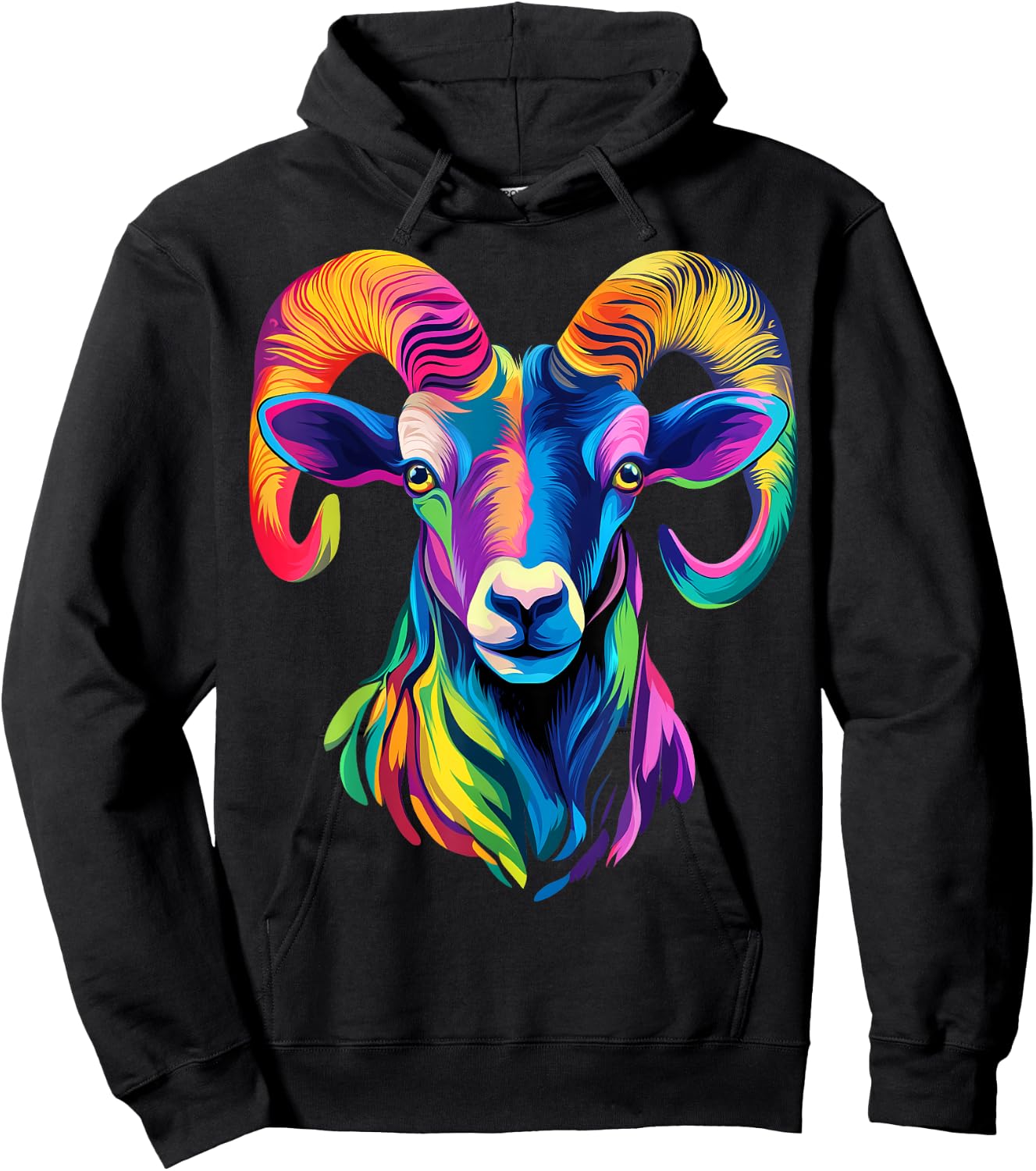 Colorful Bighorn Sheep Face Animal Lover Men Women Black Hoodie - Hoodie | Black