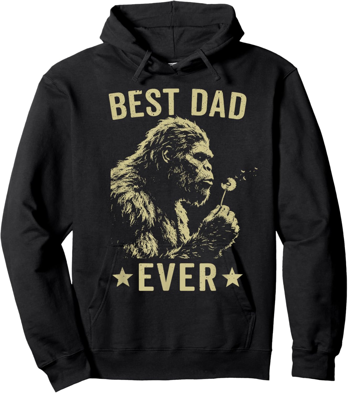Retro Best Dad Ever Bigfoot Sasquatch Funny Father's Day Hoodie - Hoodie | Black