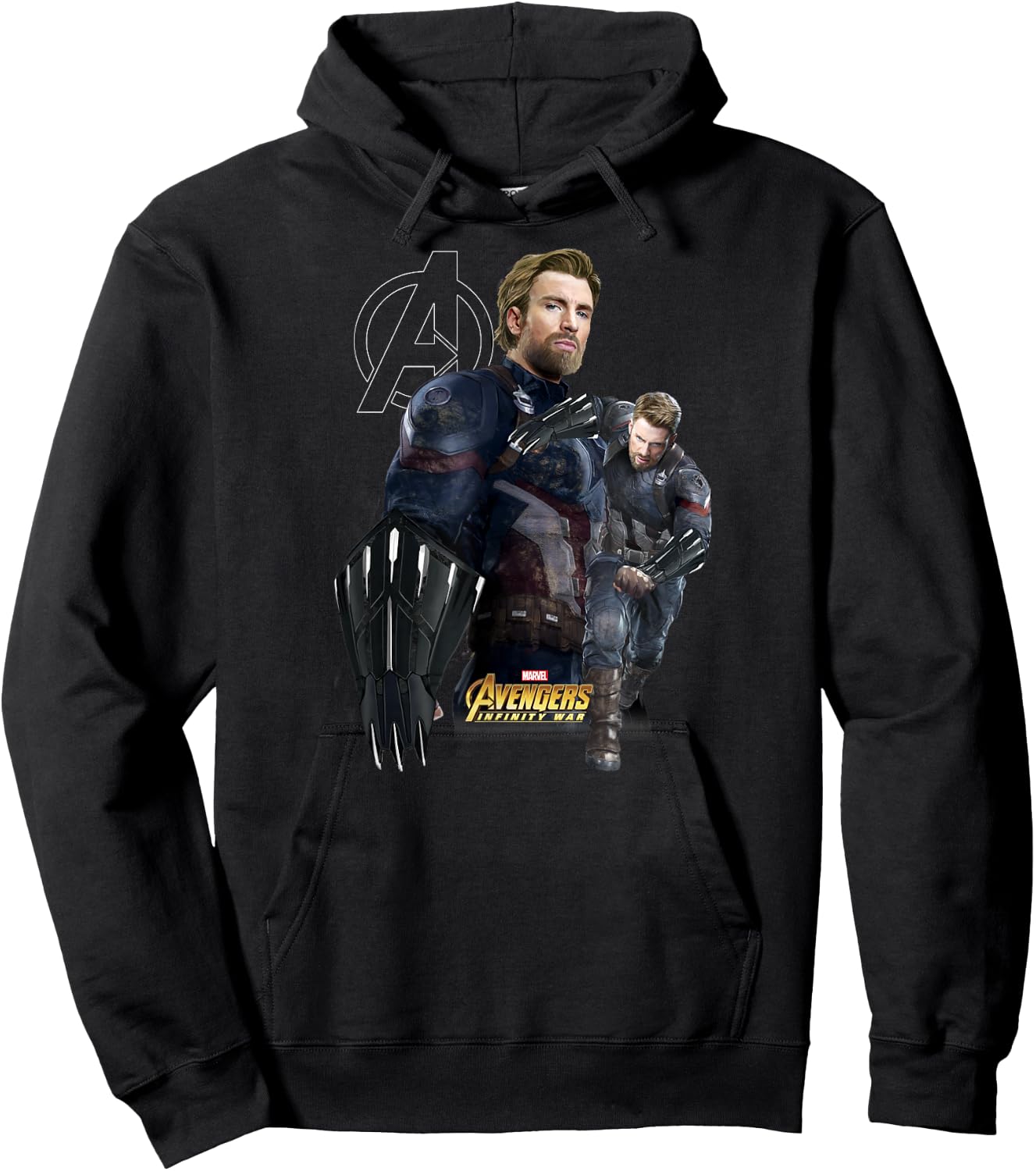 Marvel Infinity War Captain America Fierce Shield Hoodie - Hoodie | Black