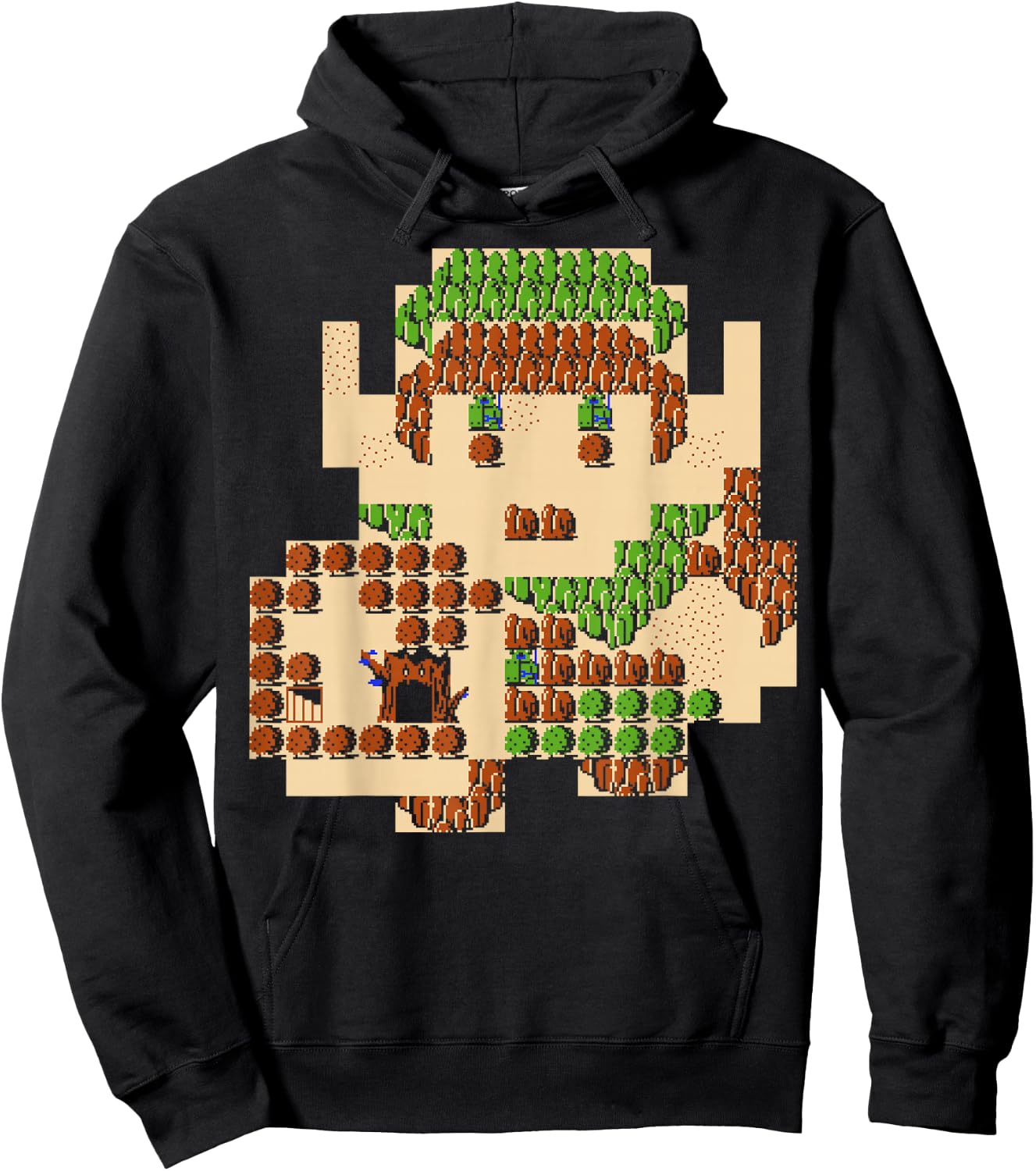 Nintendo Zelda Link Portrait 8-Bit Map Graphic Hoodie - Hoodie | Black