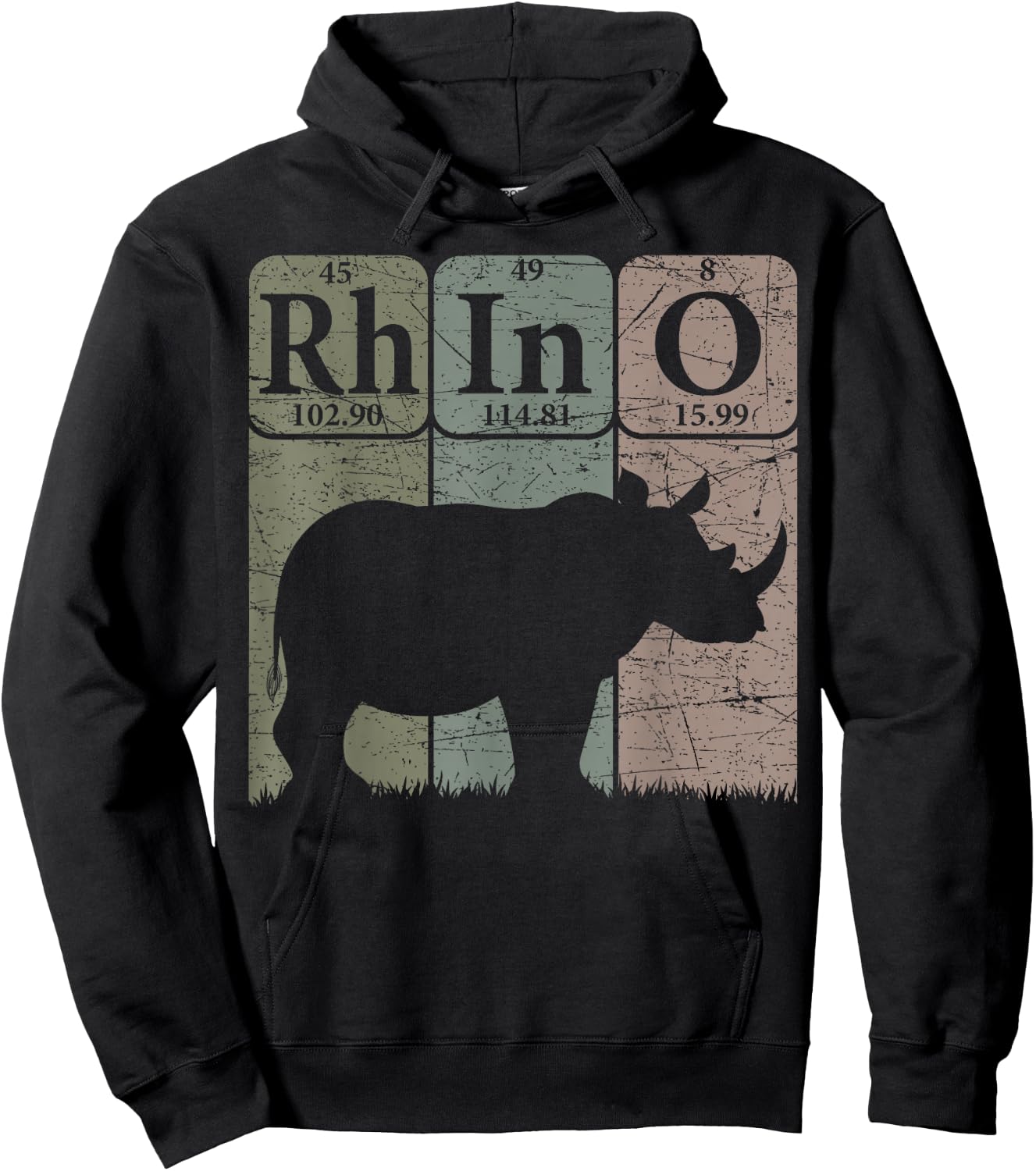 Rhino Periodic Table Elements Rhino Lover Rhinoceros Retro Hoodie - Hoodie | Black