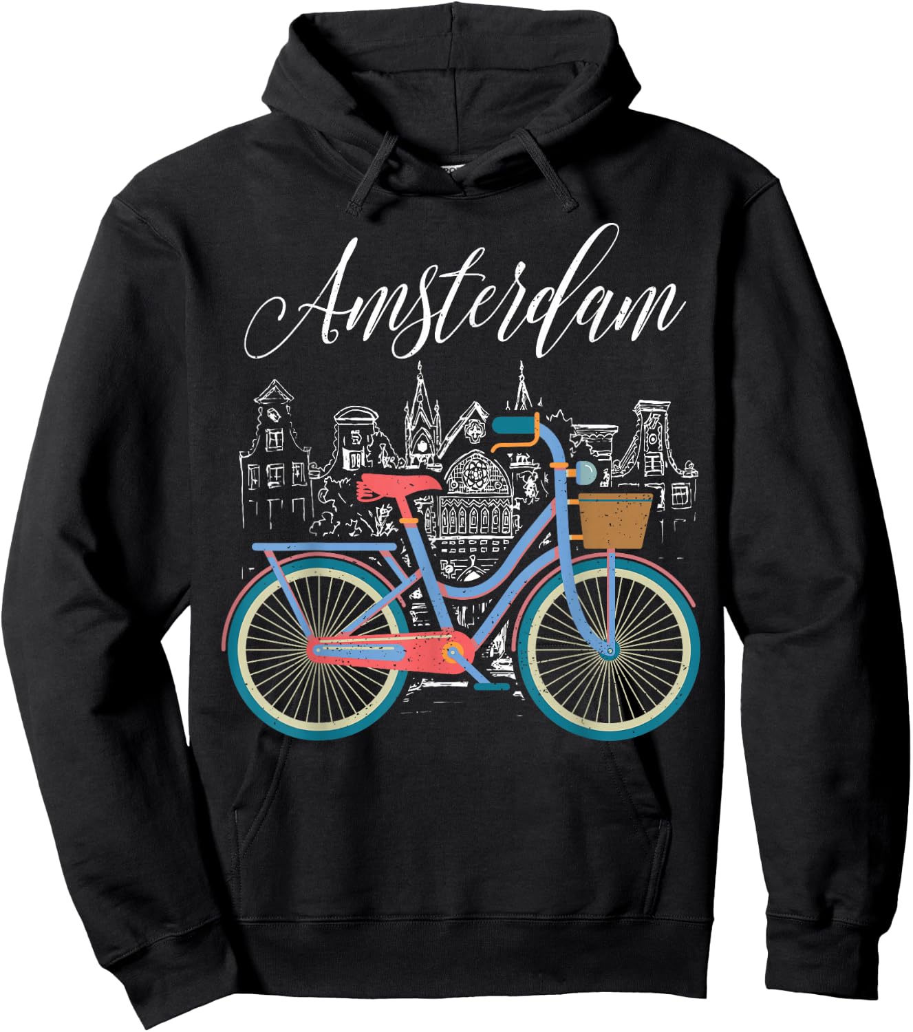 Love Cycling Luv Amsterdam Retro Bike Gift Design Idea Hoodie - Hoodie | Black
