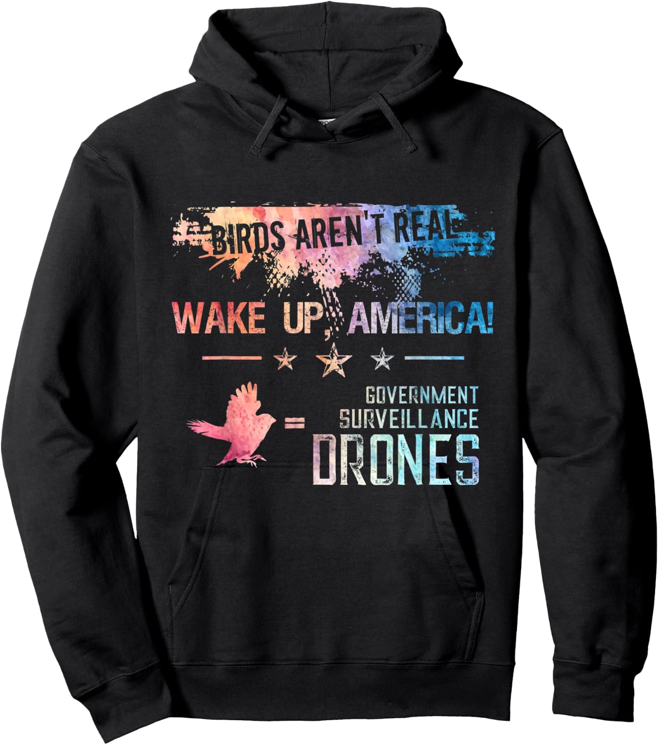 Birds Aren't Real Wake Up America Funny Drone Bird Lover Hoodie - Hoodie | Black
