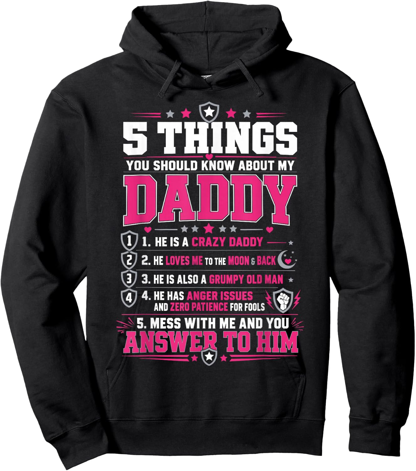 Funny Dad List 5 Things You Should Know About My Daddy Hoodie - Hoodie | Black