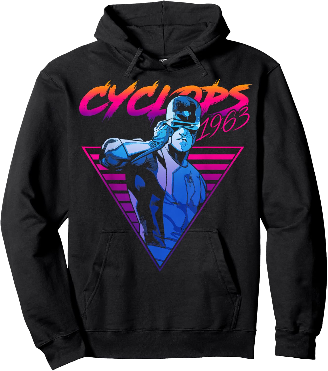 Marvel X-Men Cyclops Retro Neon Triangle Graphic Hoodie - Hoodie | Black