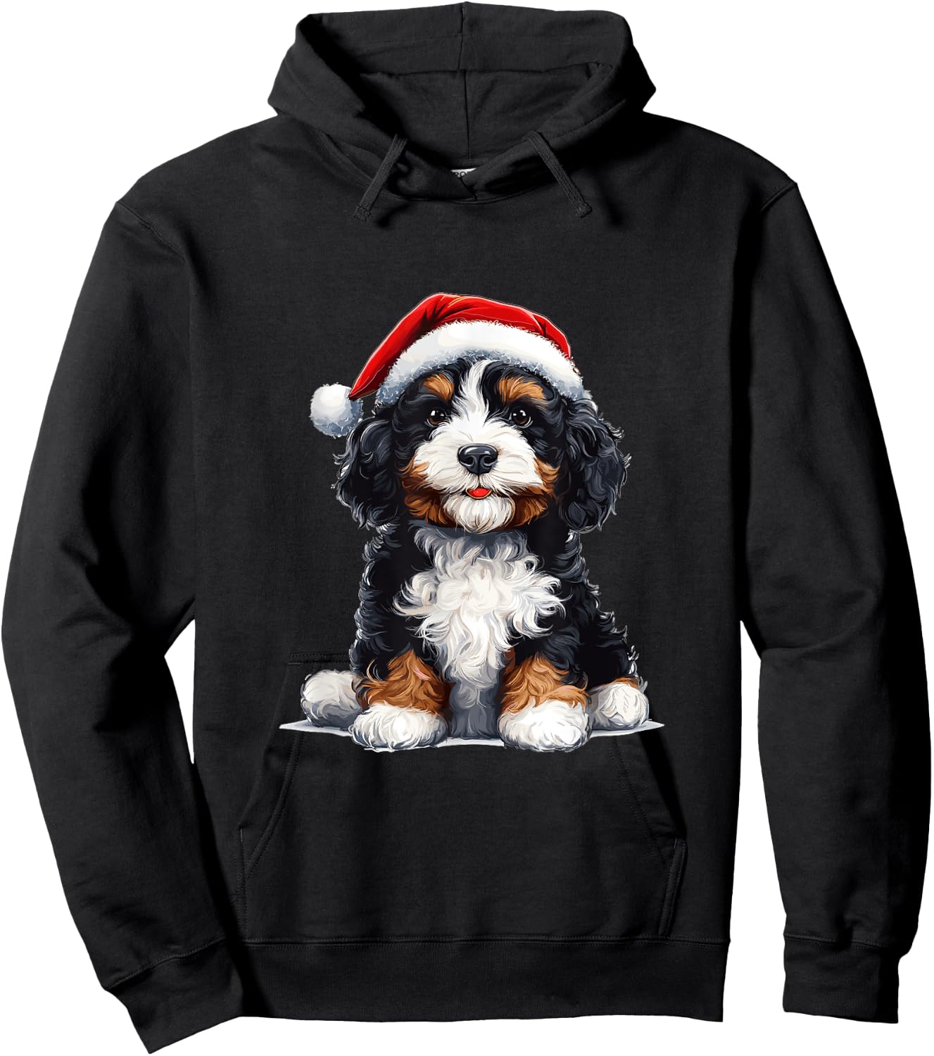 Cute Bernedoodle Dog Christmas Merry X-mas Graphic Hoodie - Hoodie | Black