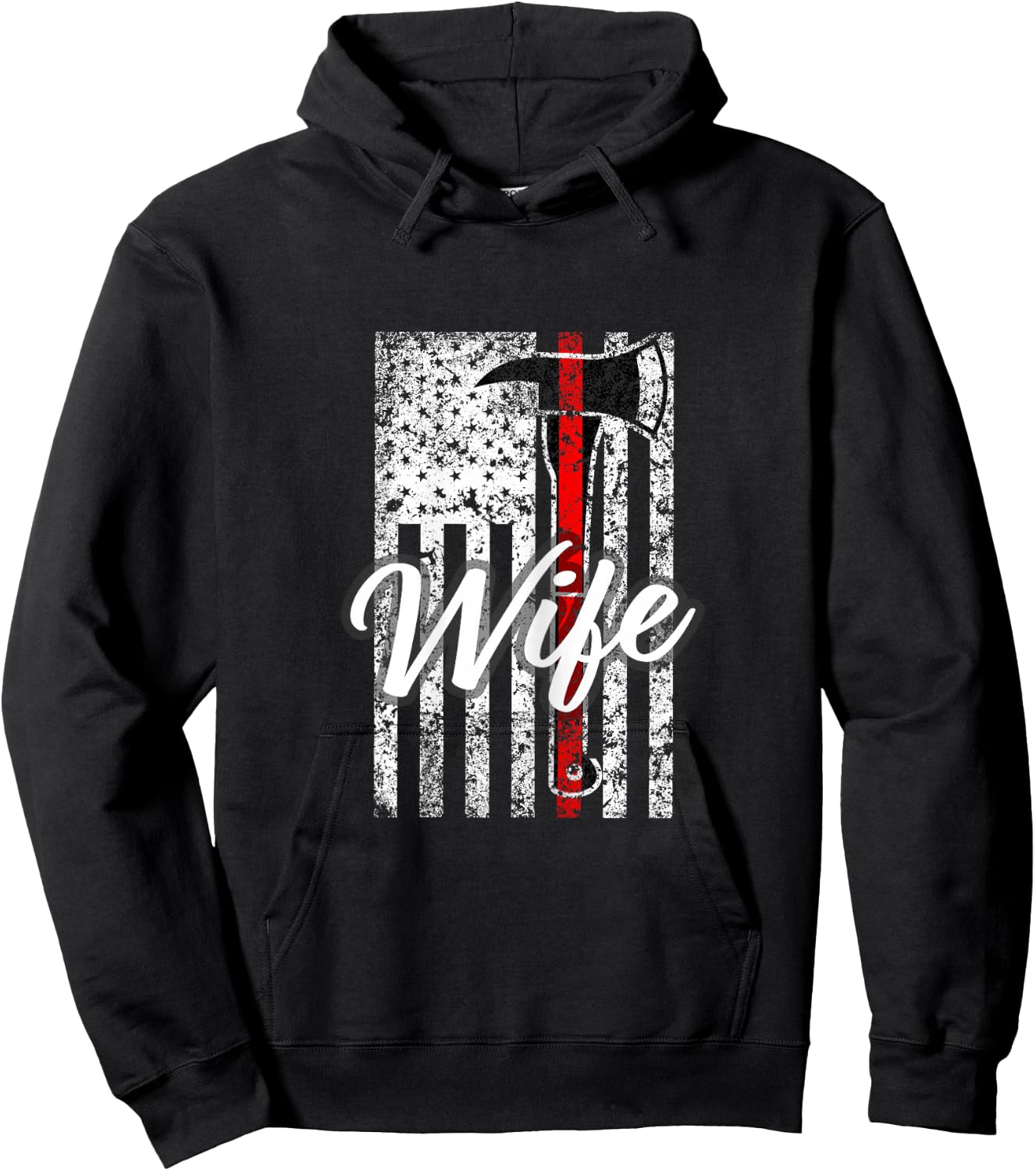 Firefighter Wife Gift Fire Wife Spouse Support Thin Red Hoodie - Hoodie | Black