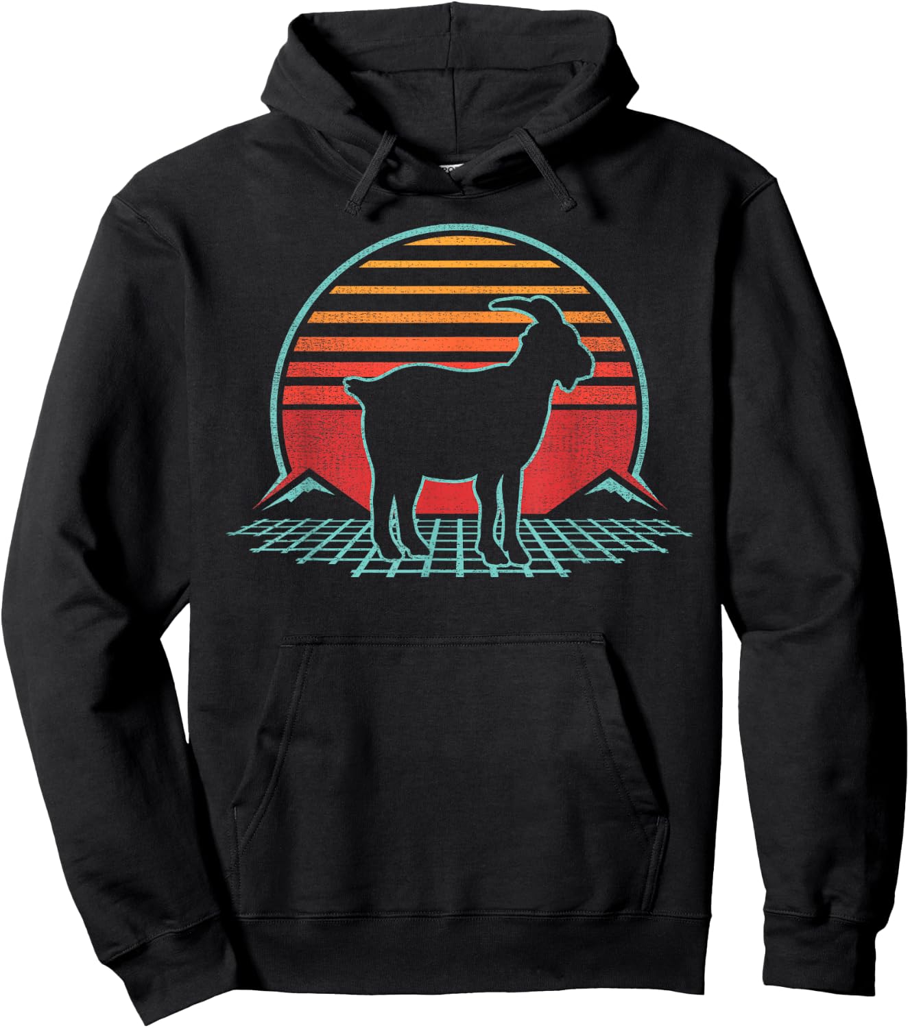 Goat Lover Farmer Farm Animal Retro Vintage 80s Style Hoodie - Hoodie | Black