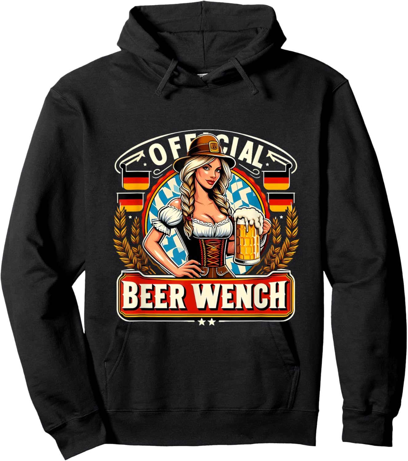 Oktoberfest Official Beer Wench German Flag Drinking Team Hoodie - Hoodie | Black