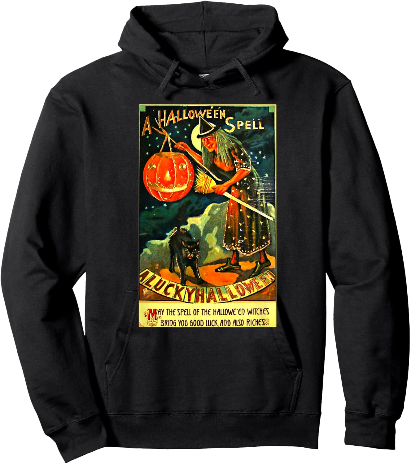 Vintage Halloween Spell Witch Monster Halloween Party Hoodie - Hoodie | Black