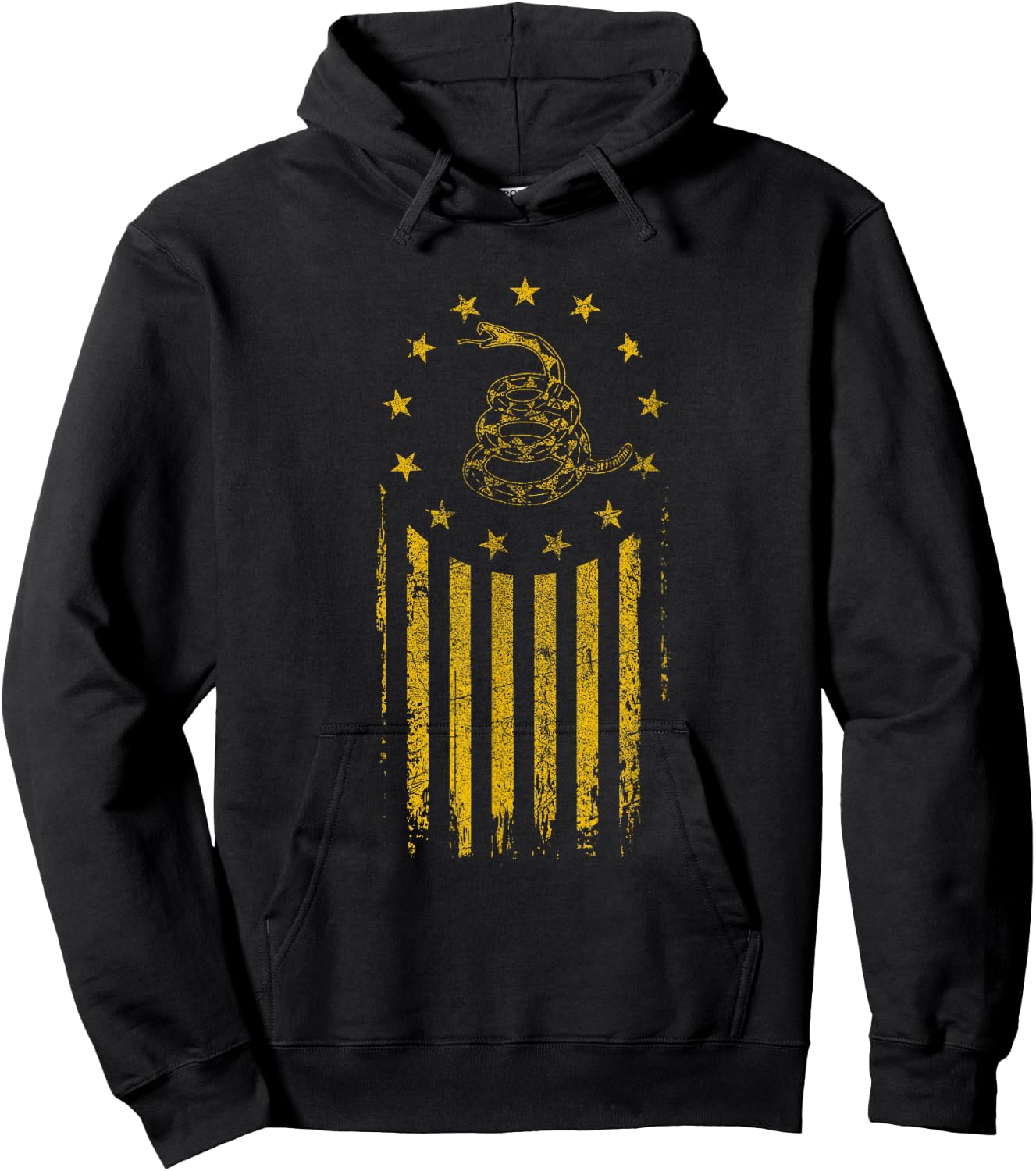 Gadsden Flag Snake - Betsy Ross Flag, 13 Colonies Vintage Hoodie - Hoodie | Black