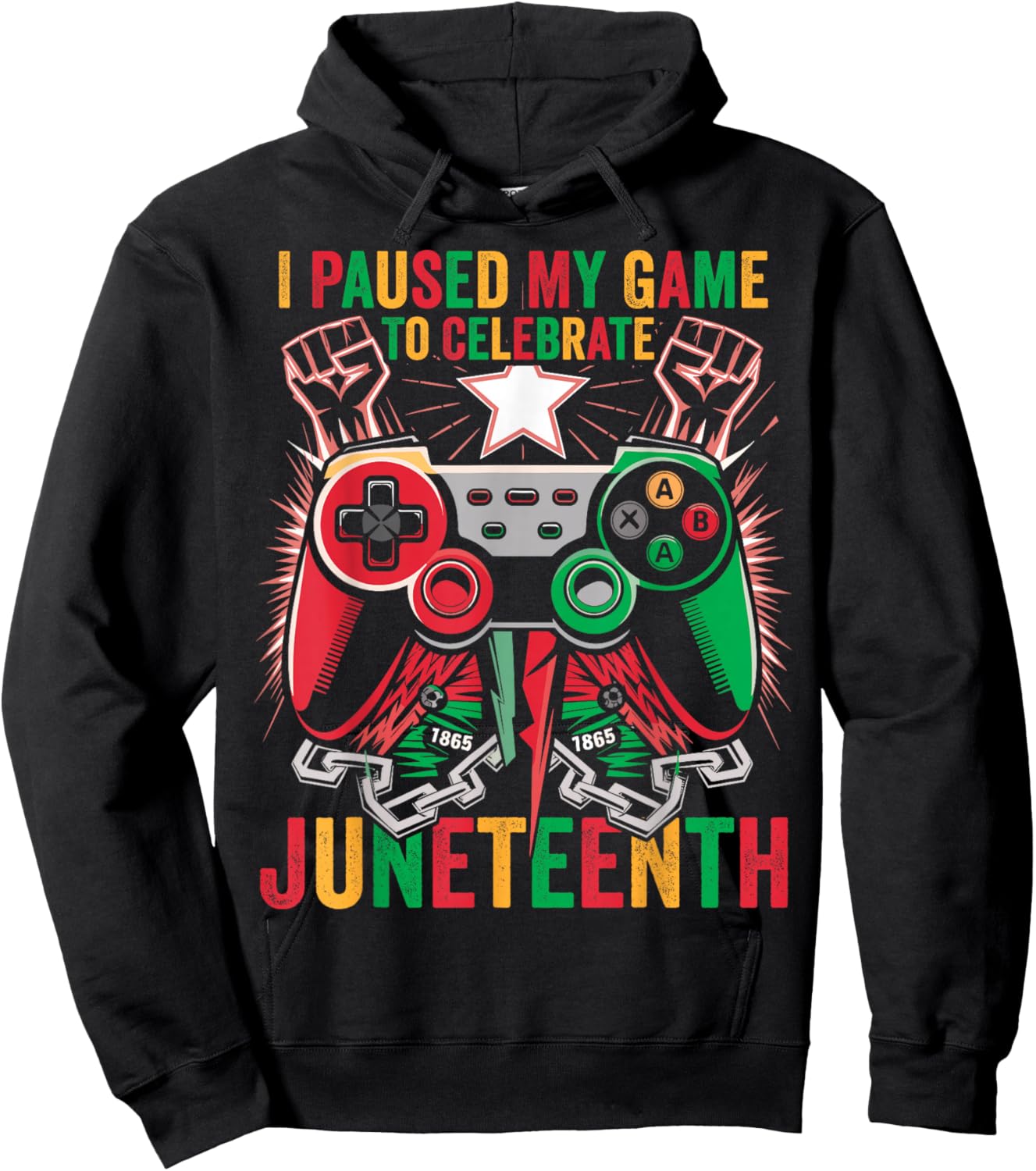 Gaming I Paused My Game to Celebrate Juneteenth Kids Boys Hoodie - Hoodie | Black