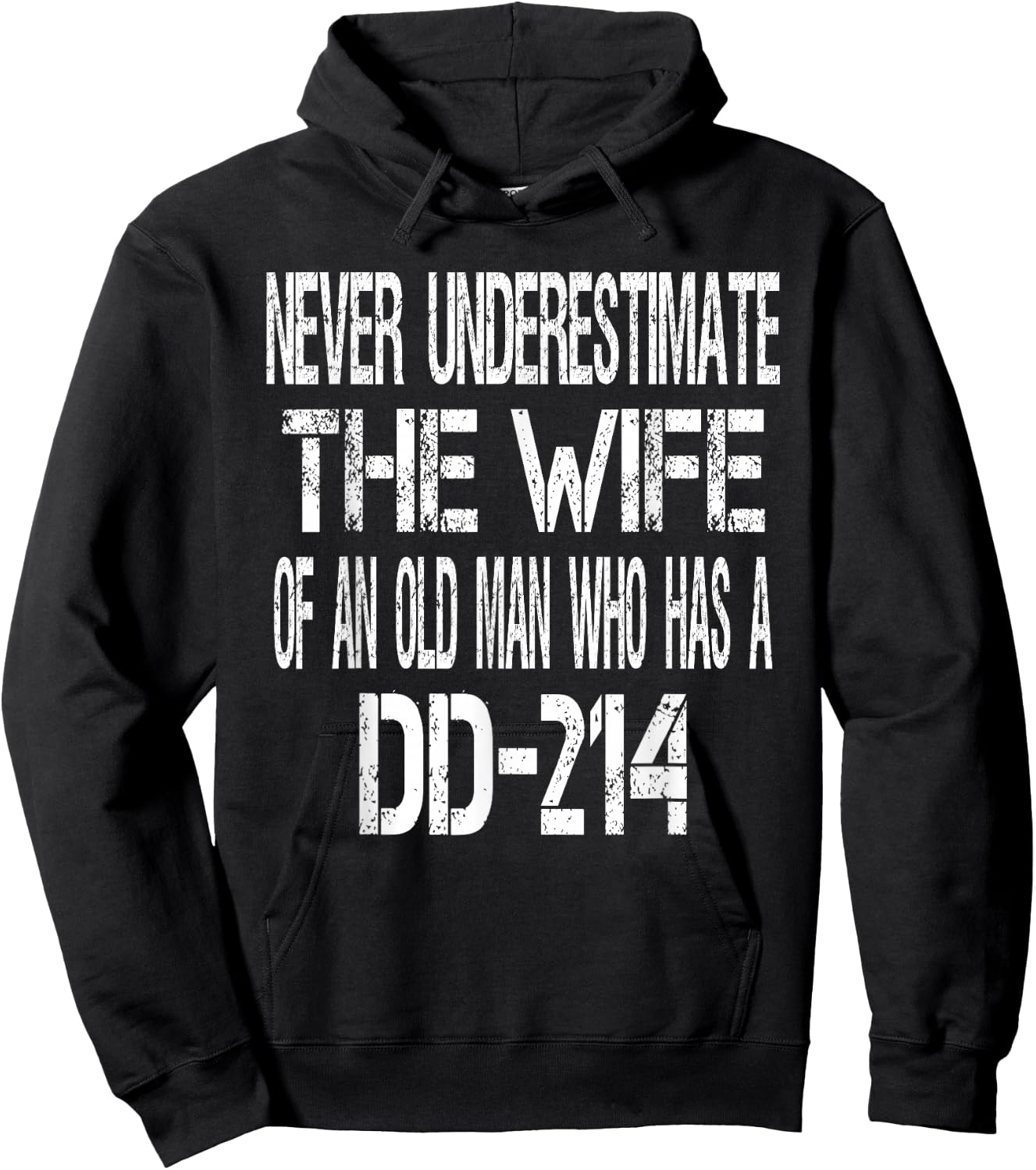 Vintage Military Veteran Wife DD214 Spouse Hoodie - Hoodie | Black