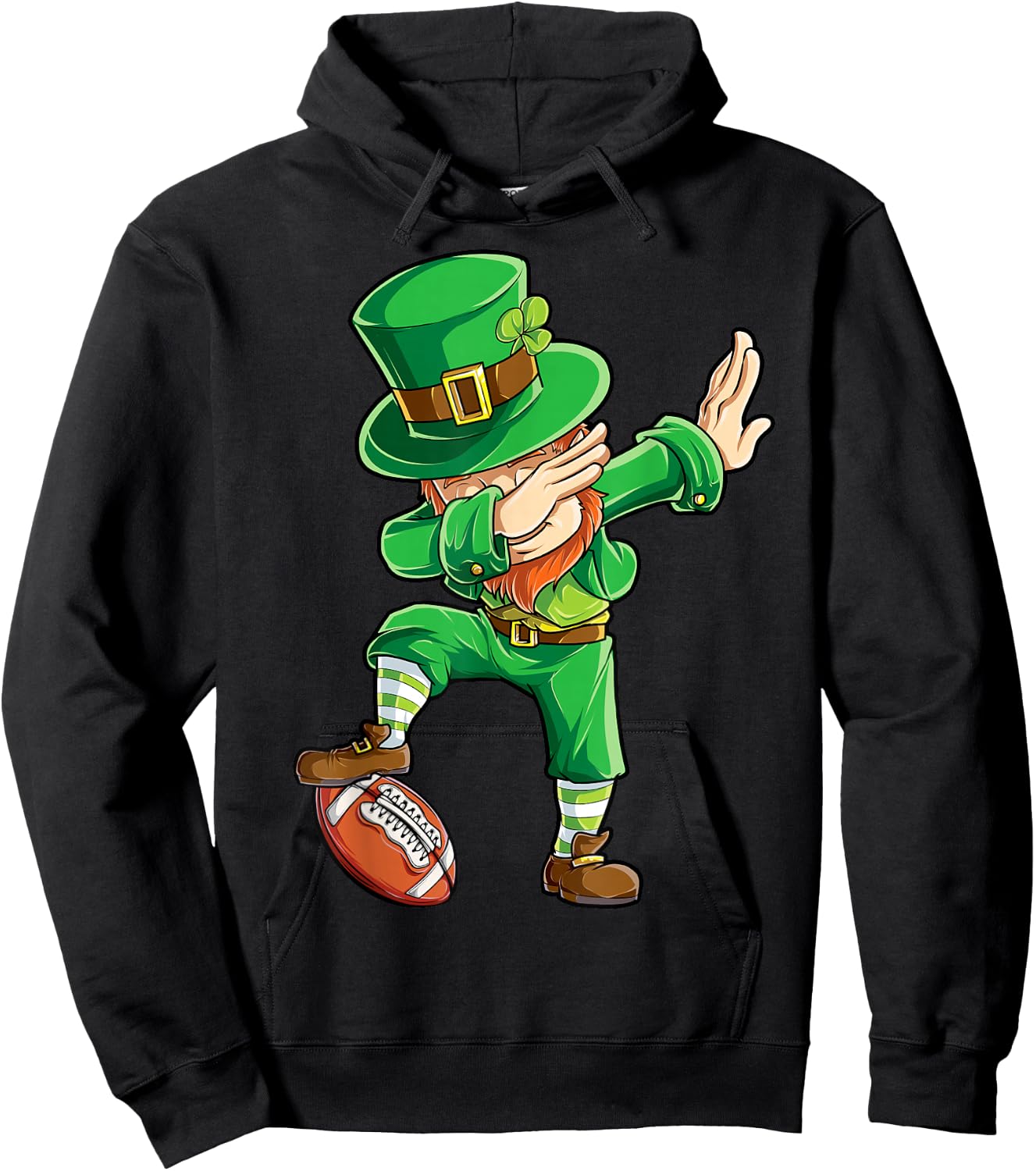 Dabbing Leprechaun Football St Patricks Day Boys Men Sports Hoodie - Hoodie | Black